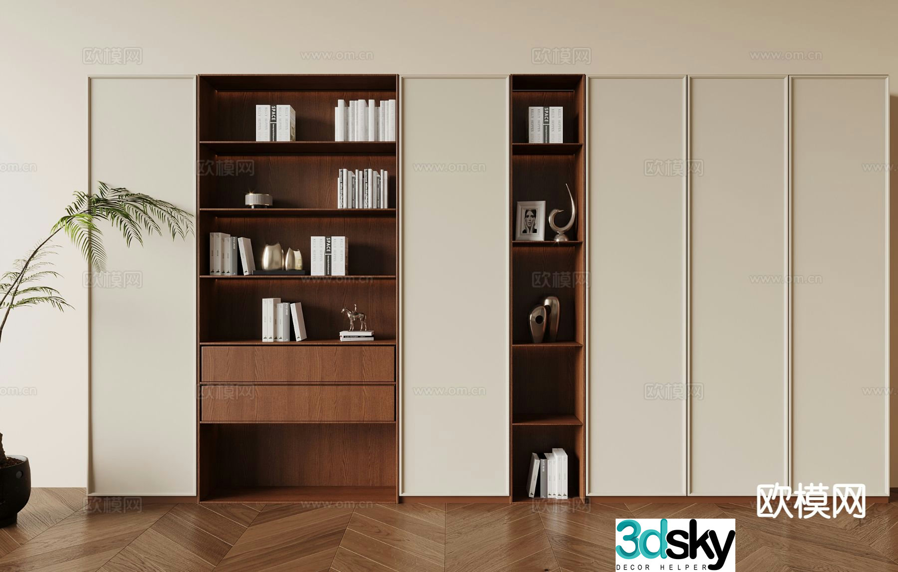Medieval style bookcase display cabinet 3d model