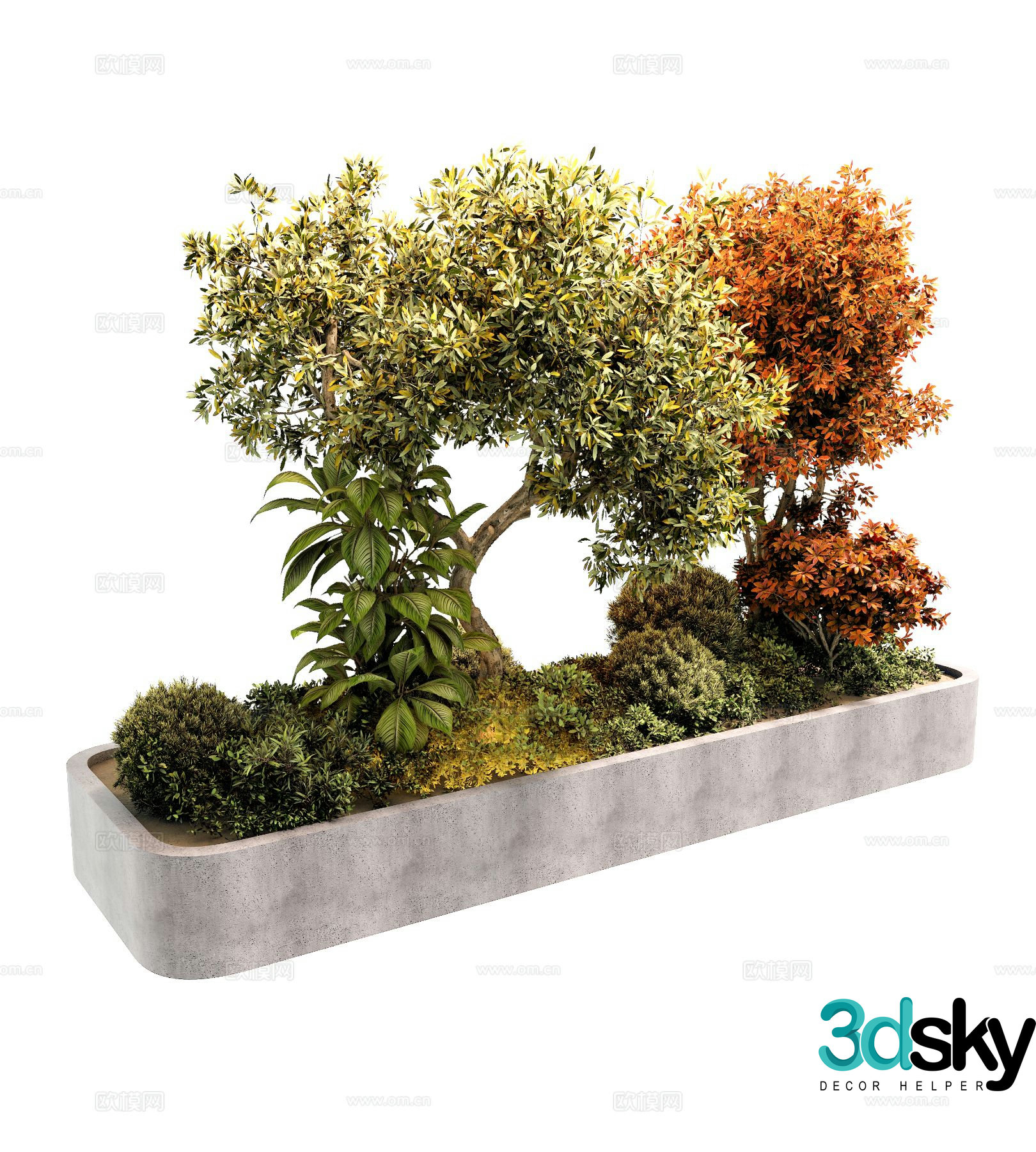 Plant heap flower pond tree pond flower and plants 3d model