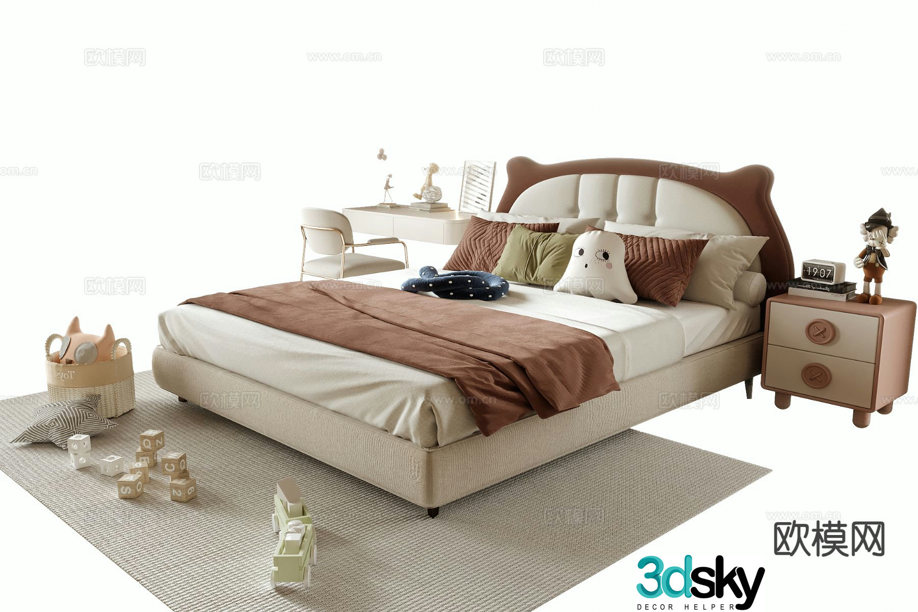 Modern children’s bed double bed 3d model