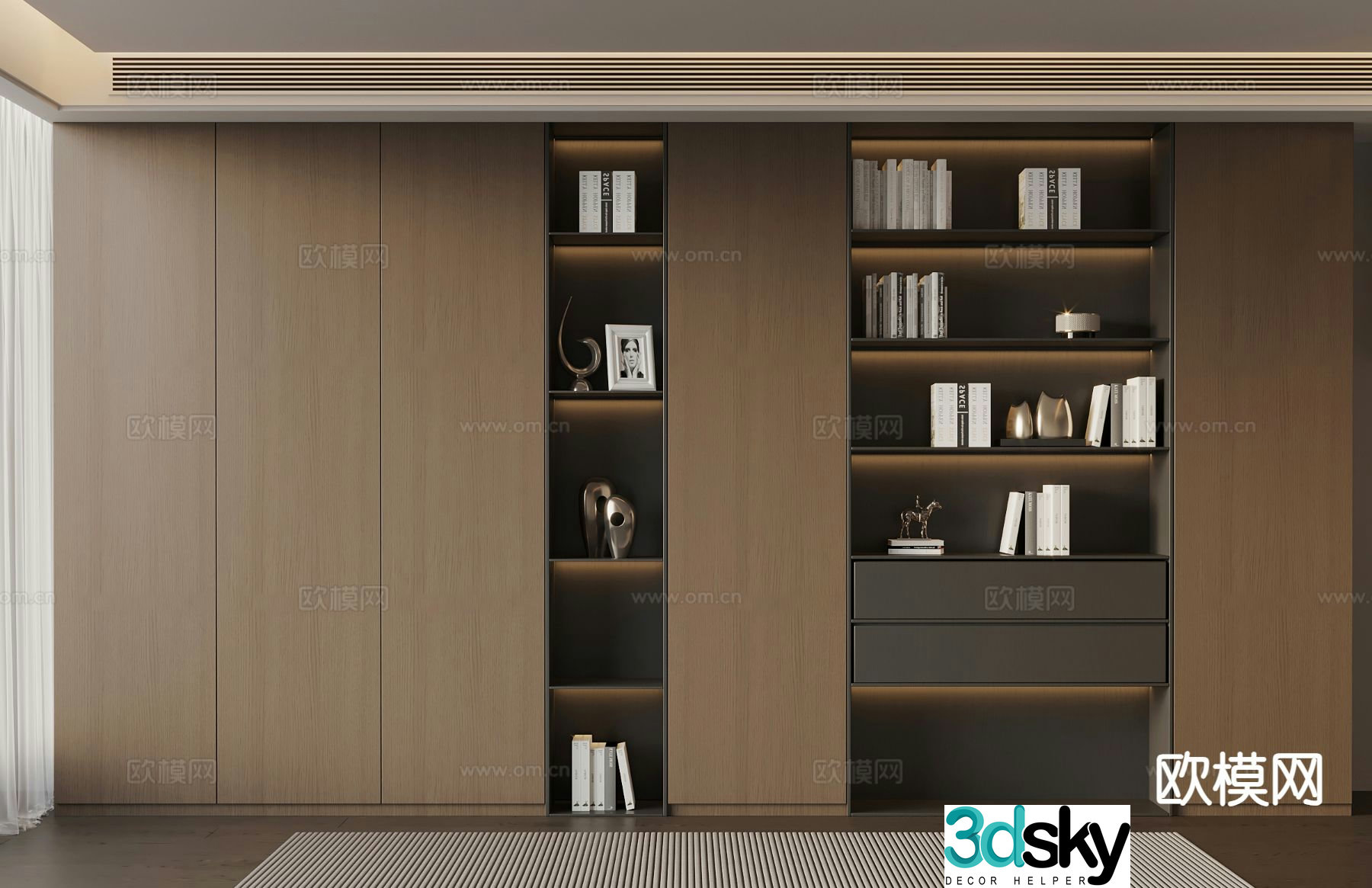 Italian bookcase decorative cabinet 3d model