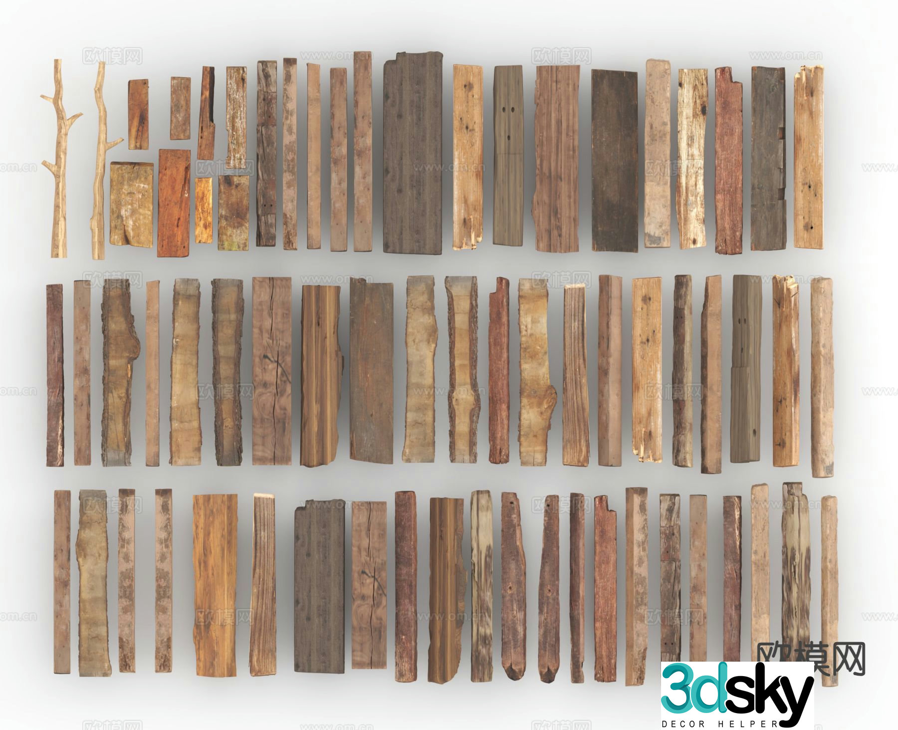 old wood old planks wooden blocks wooden strips 3d model