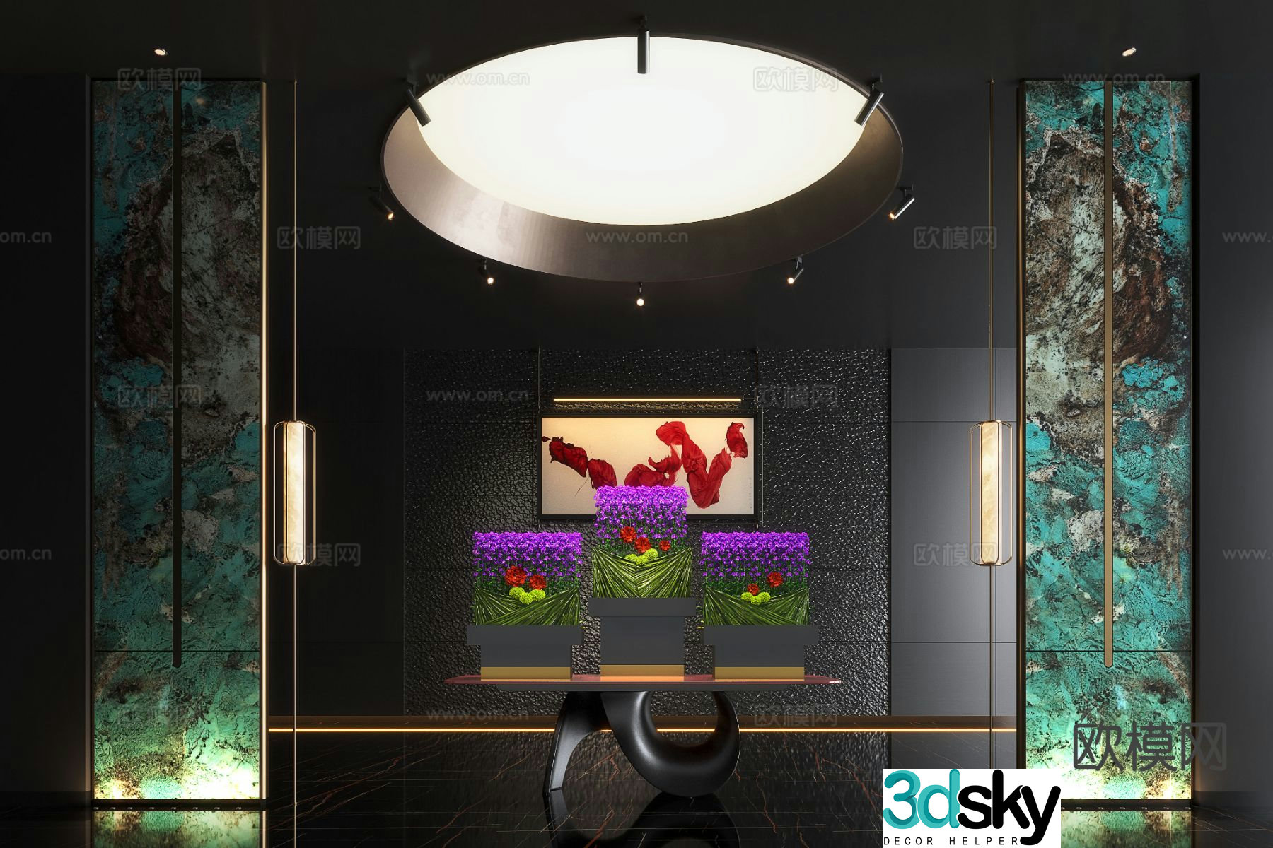 Modern hotel landscape plant landscaping 3D model