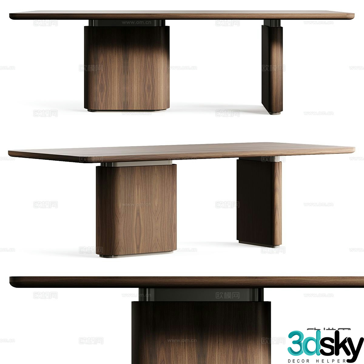 ANA ROQUE Flow modern square dining table 3d model