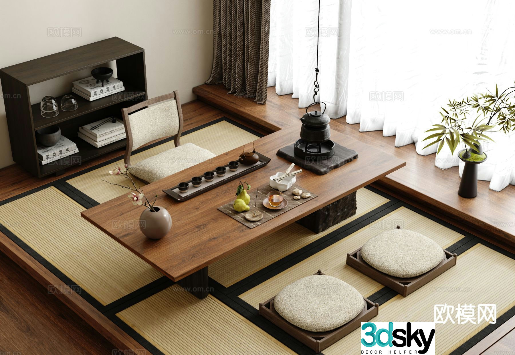 New Chinese style tatami tea table 3d model