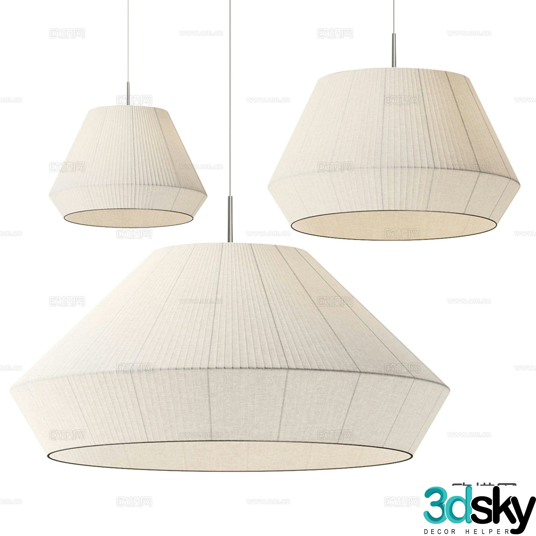 Modern lampshade chandelier 3d model