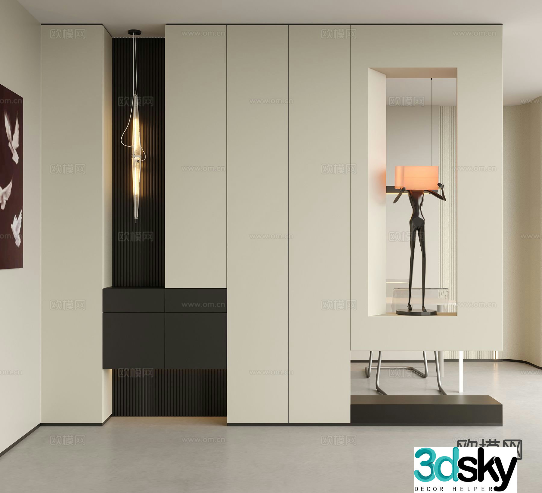 Modern entrance shoe cabinet partition 3d model