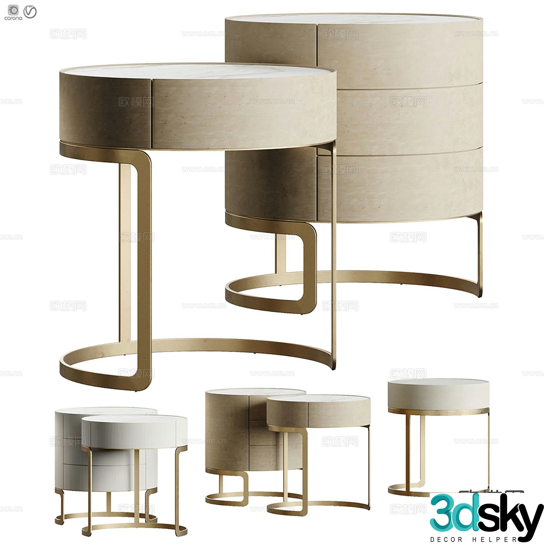 Modern bedside table 3d model