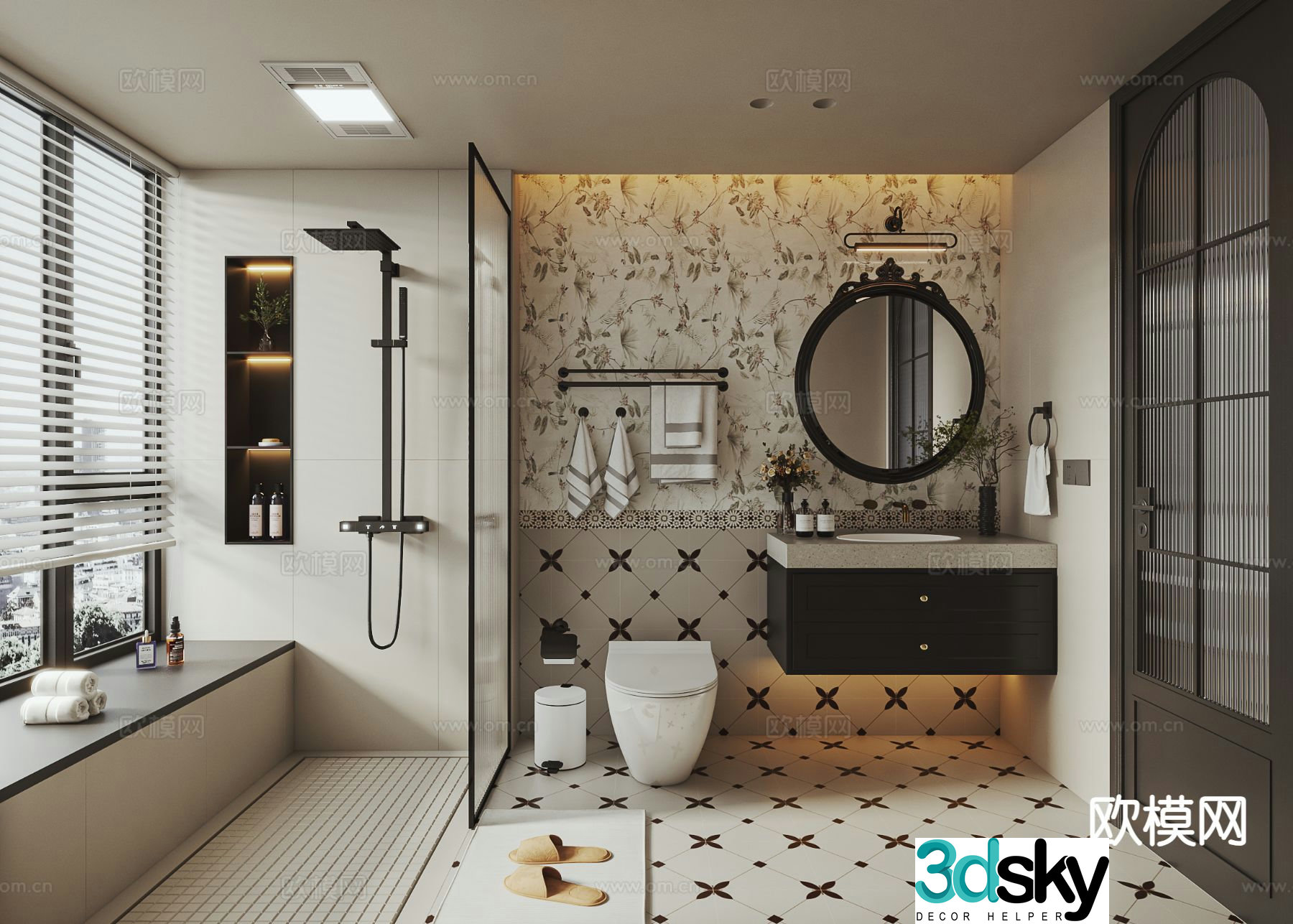 French retro bathroom bathroom 3d model
