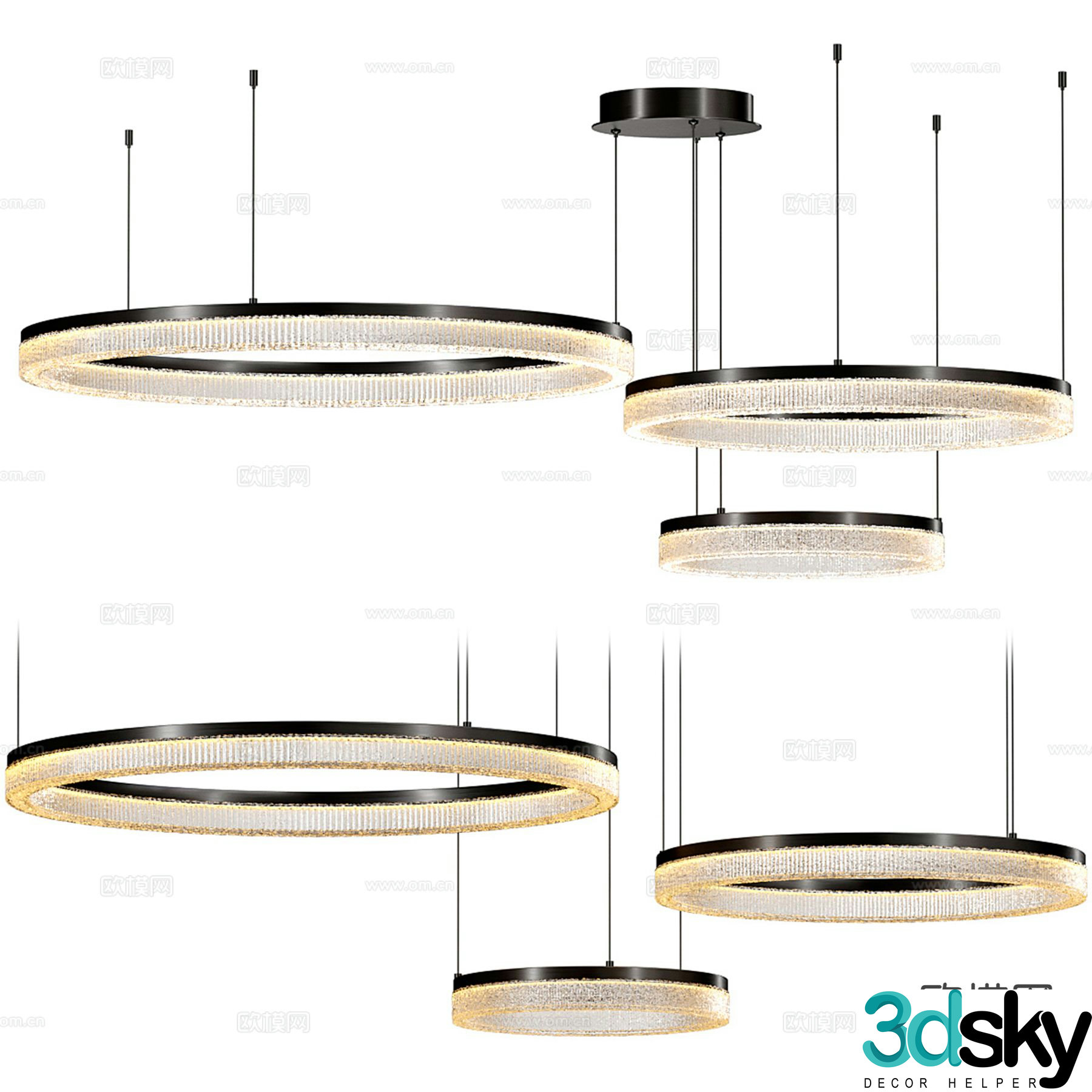 Light luxury chandeliers ring chandeliers 3D model