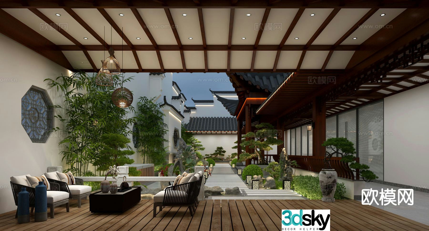 3D model of Chinese ancient building courtyard