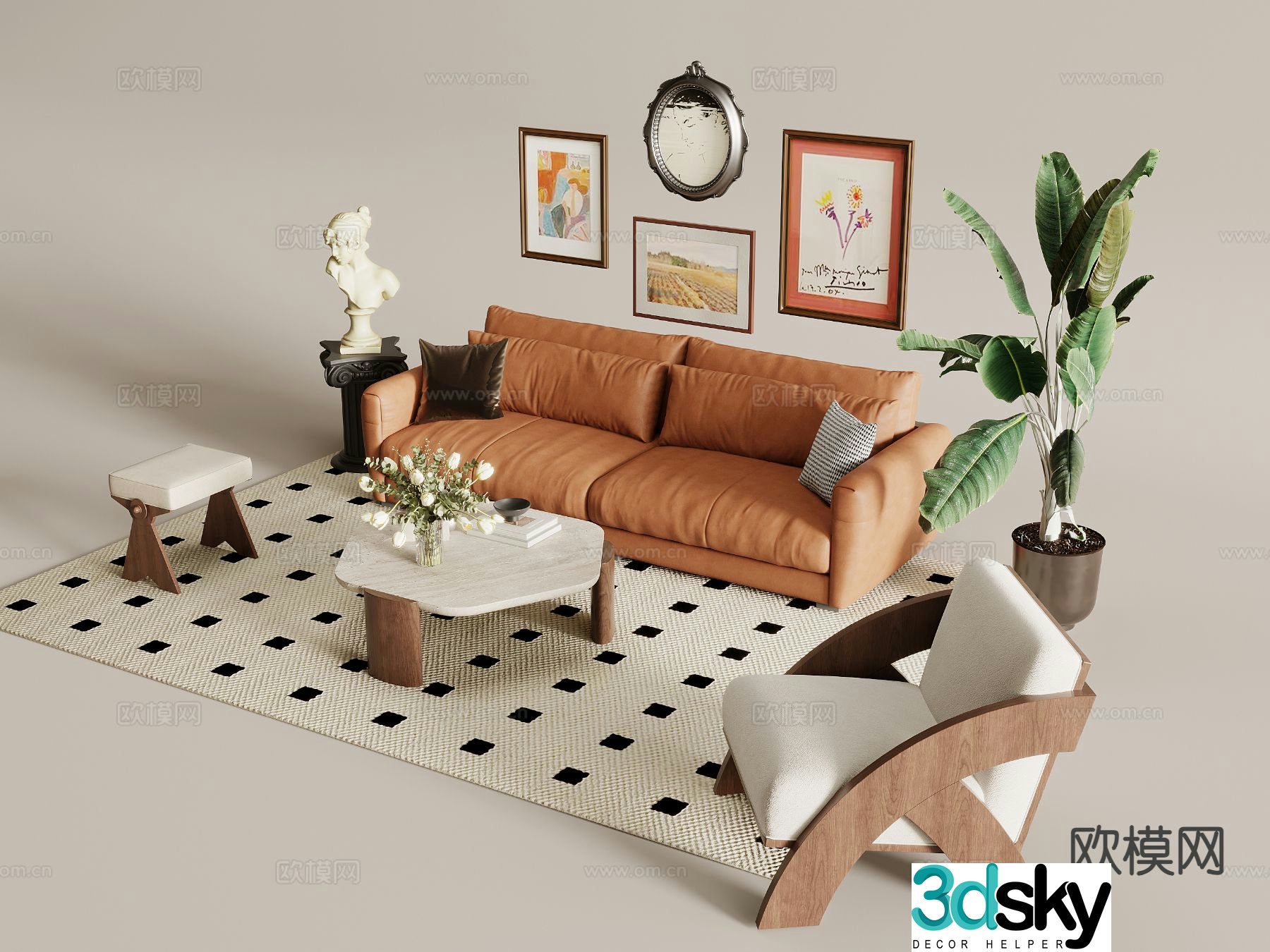 Medieval style sofa modular sofa 3d model