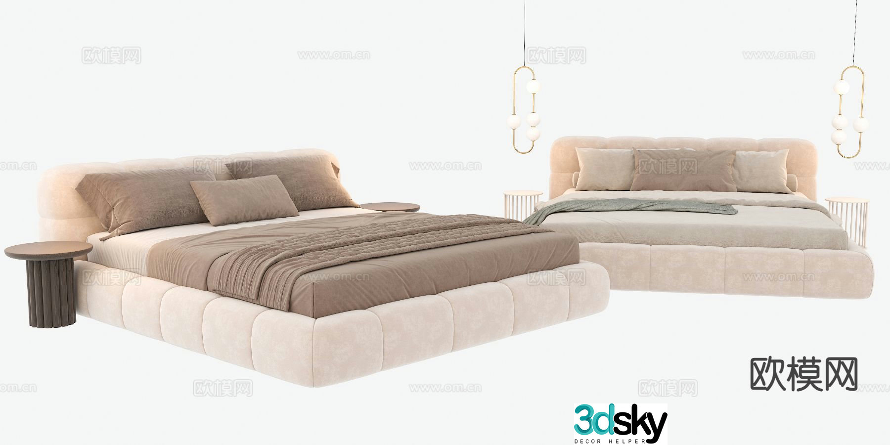 Modern double bed 3d model