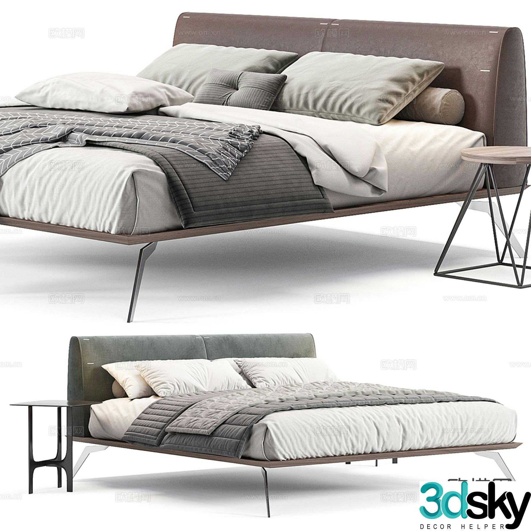 Modern double bed 3d model