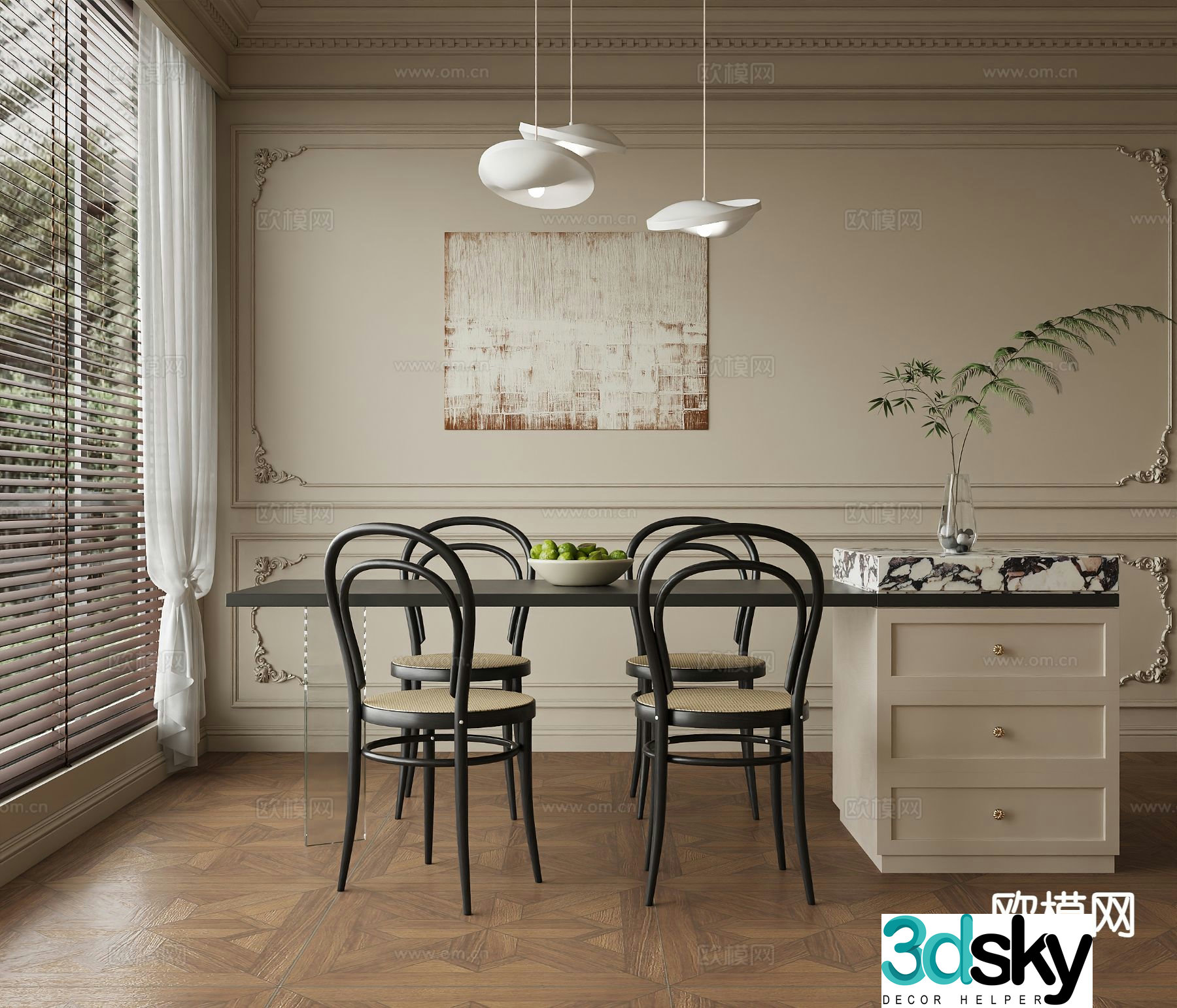 French island counter water bar counter 3d model