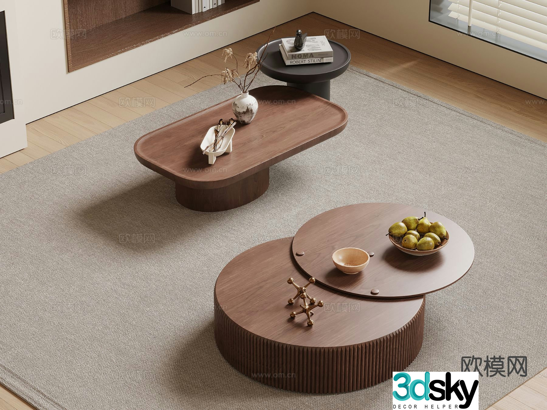 Medieval style coffee table wooden coffee table 3d model