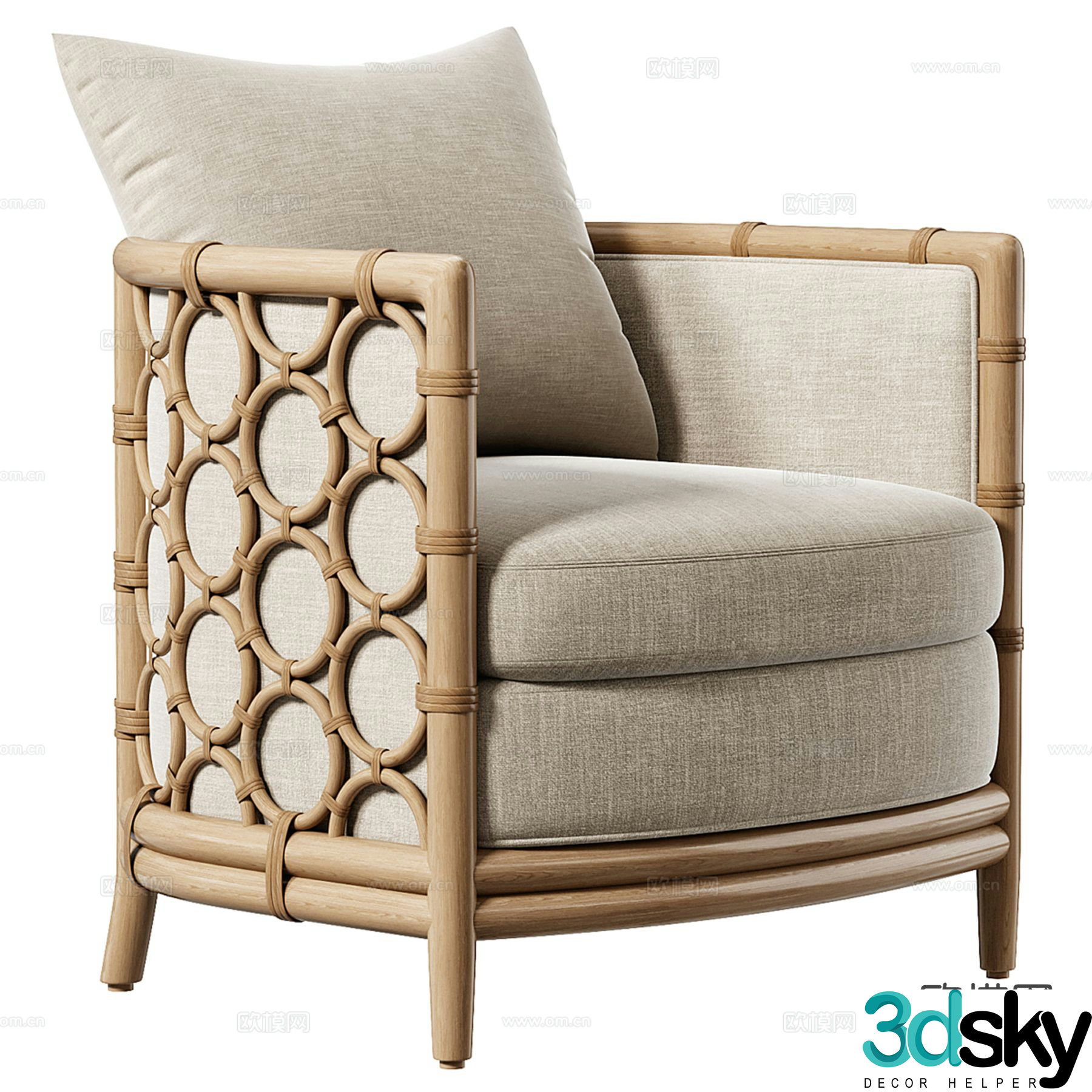 Log style single sofa 3d model