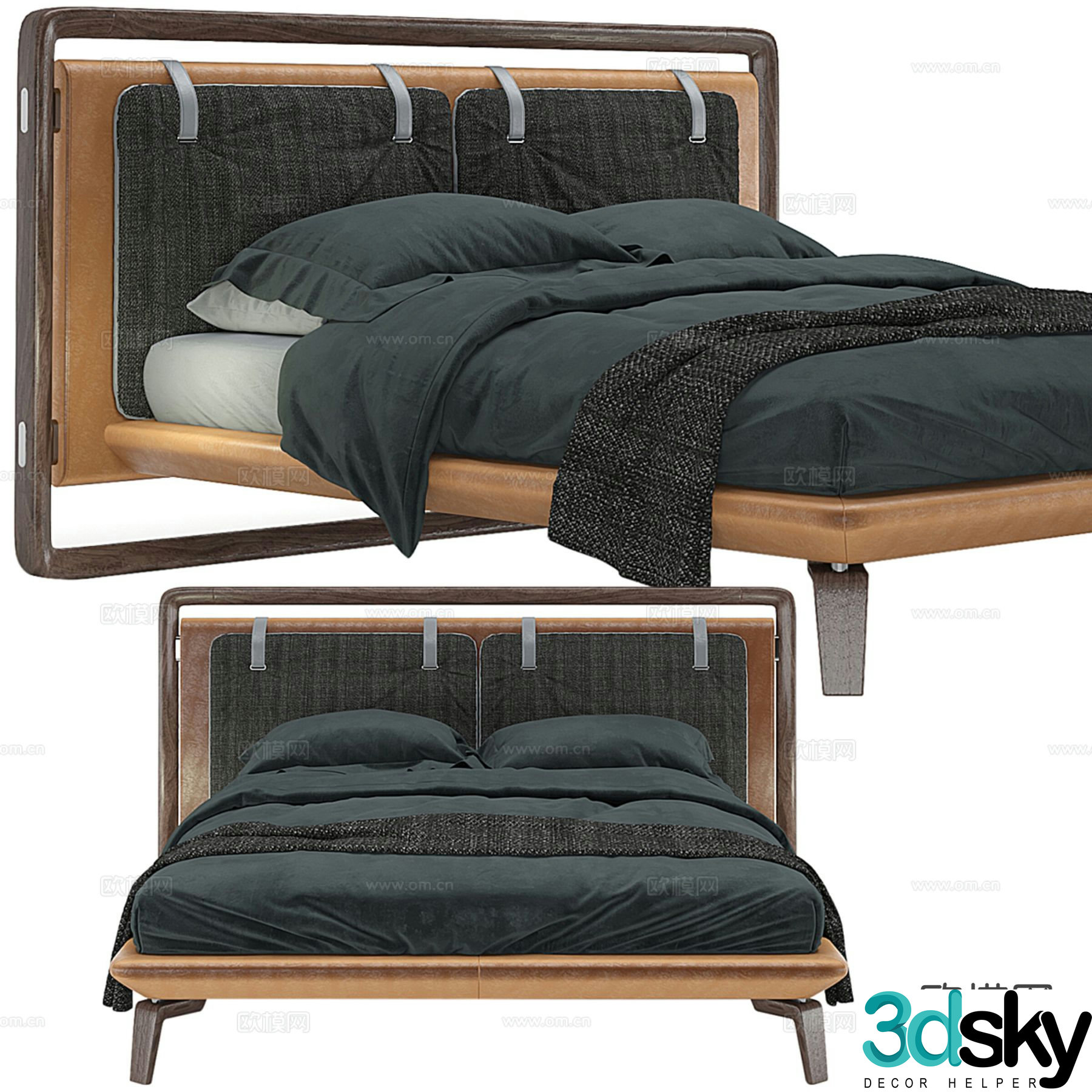 Modern double bed 3d model