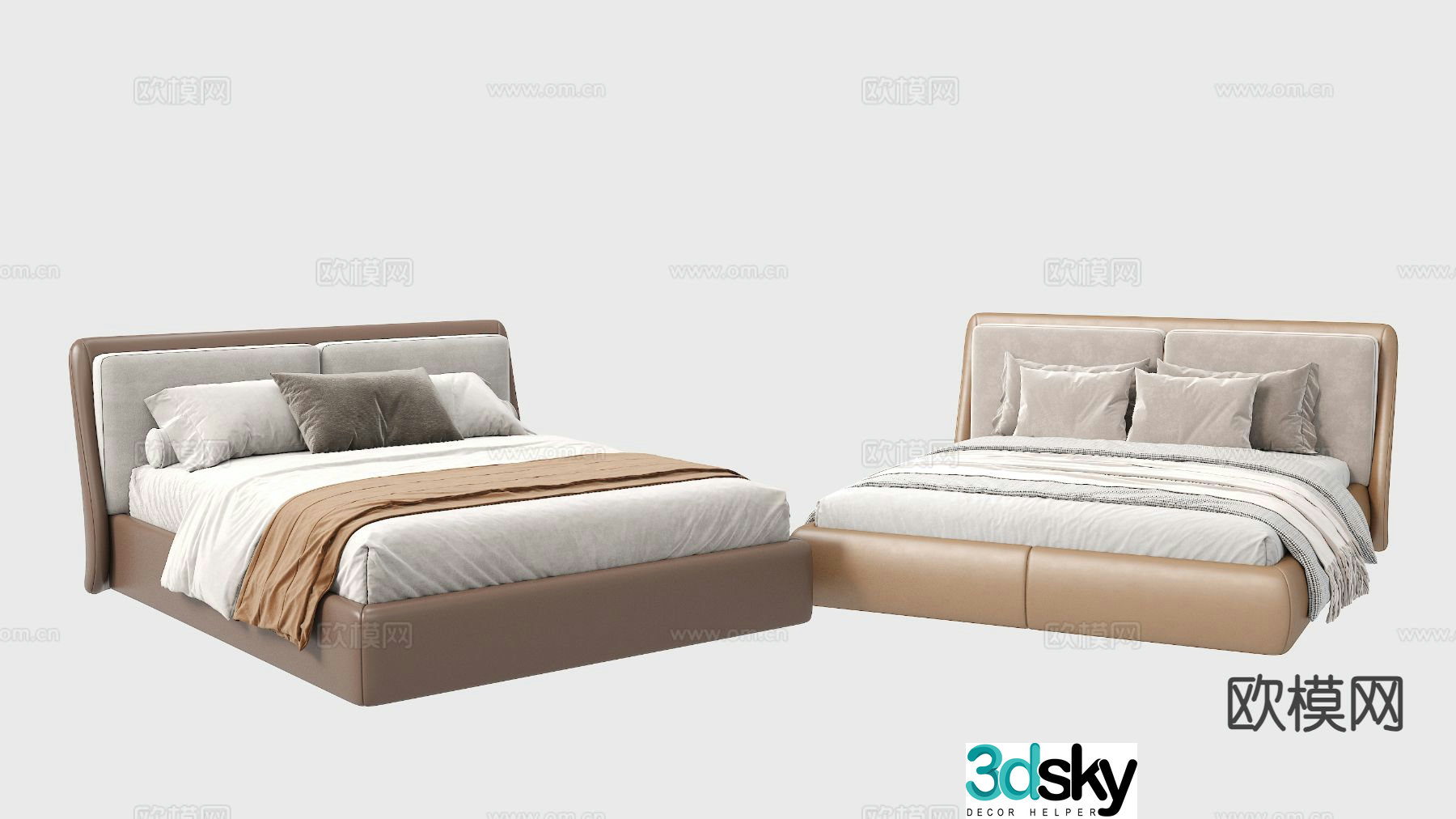Modern double bed 3d model