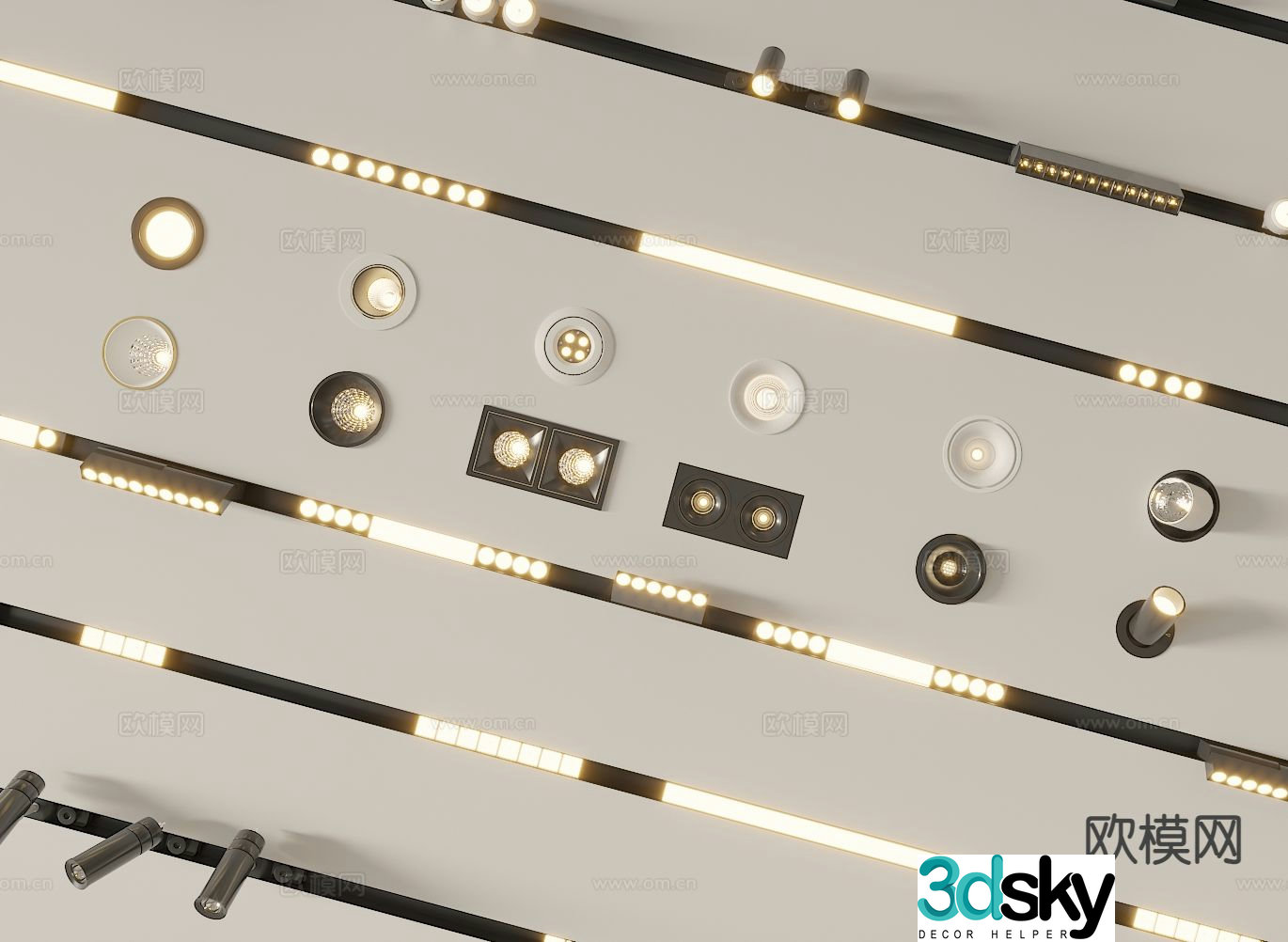 Magnetic light downlight spotlight track light 3d model