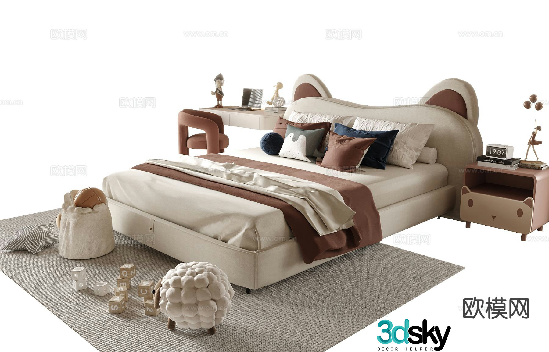 Modern children’s bed girl’s bed 3d model