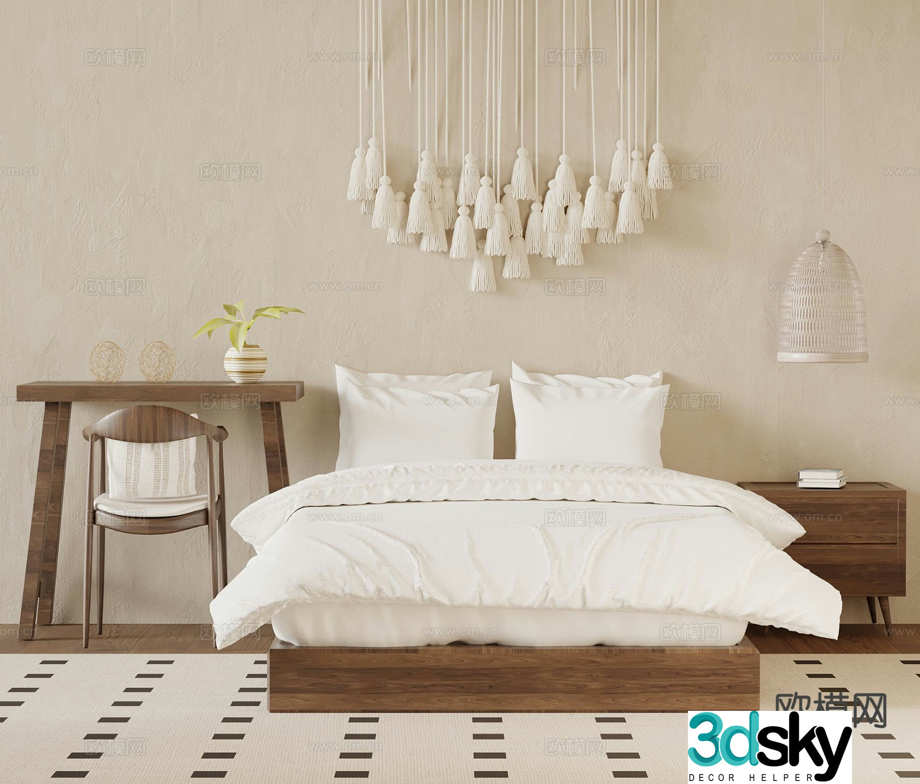 Medieval style double bed 3d model