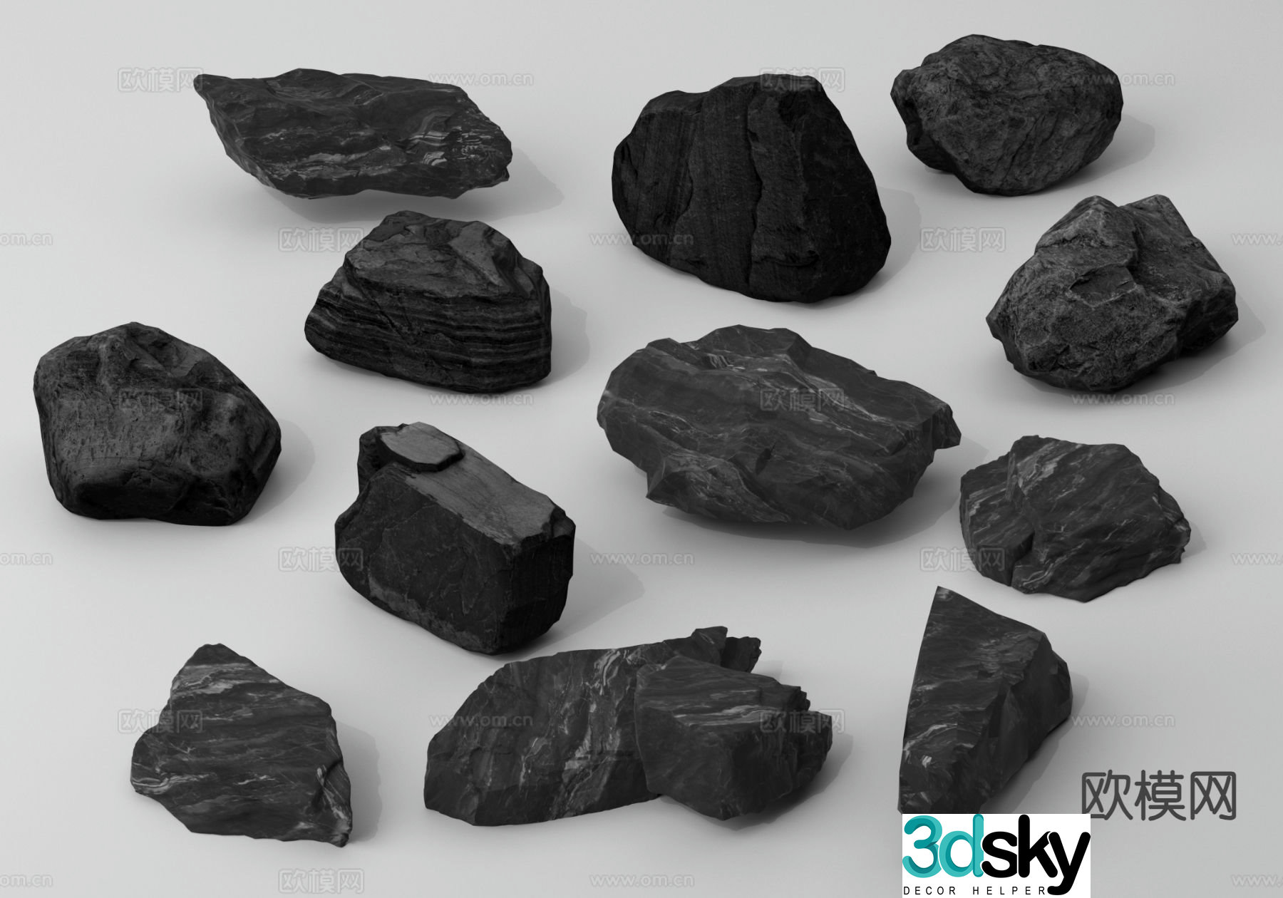 black landscape stone landscape stone stone 3d model
