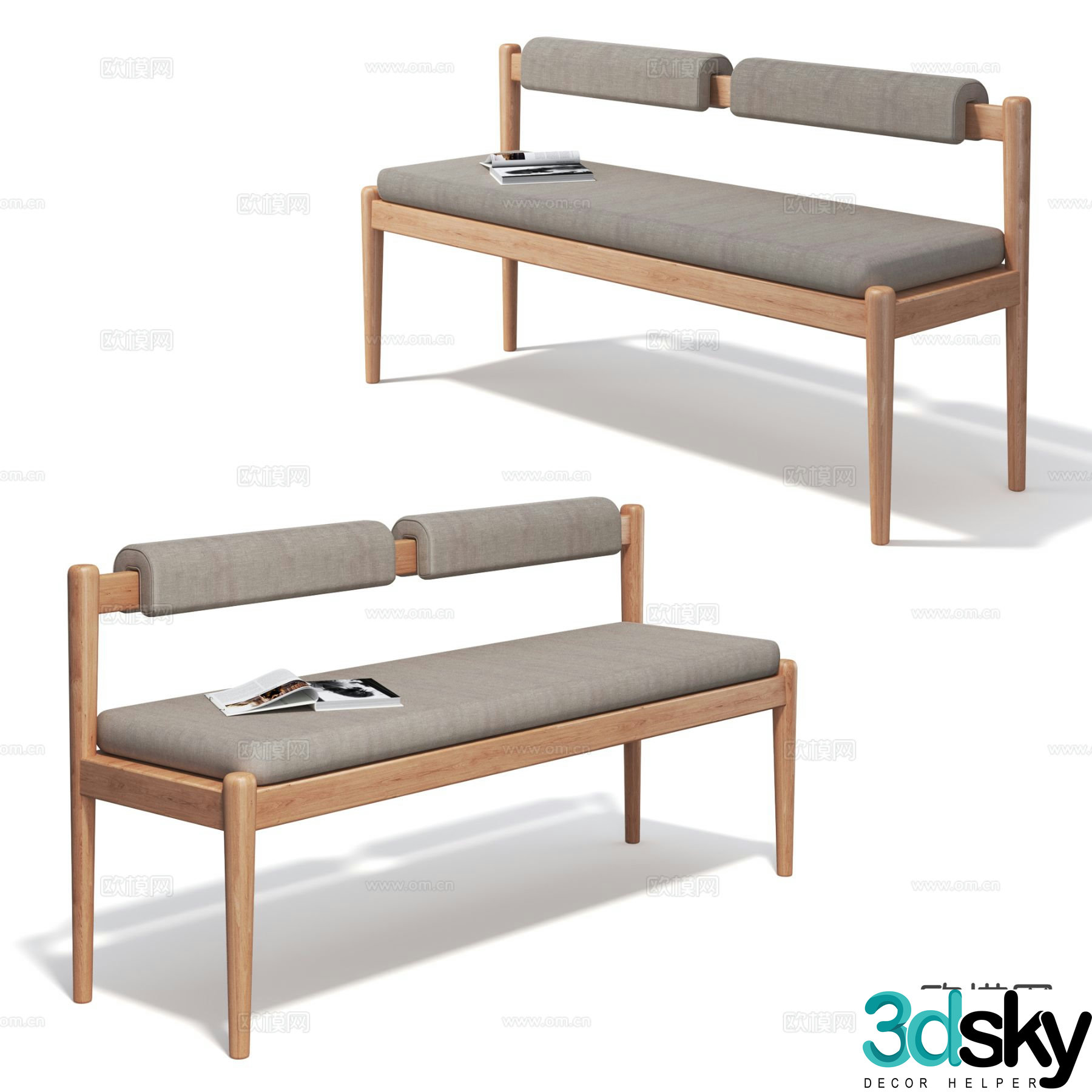Backrest bench shoe changing bench bench 3d model