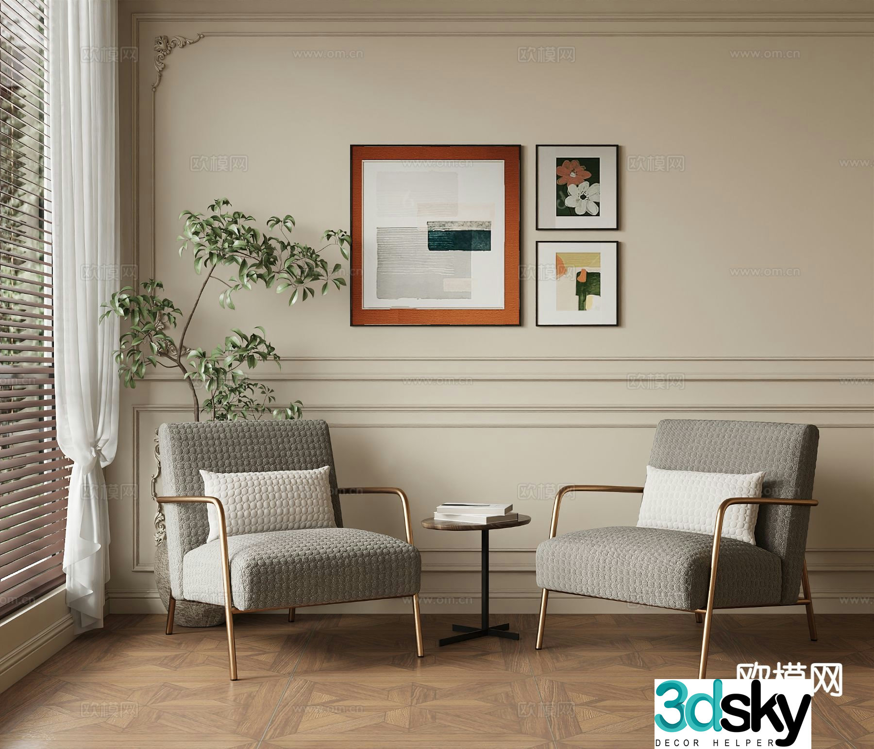 Light luxury chair leisure chair 3d model