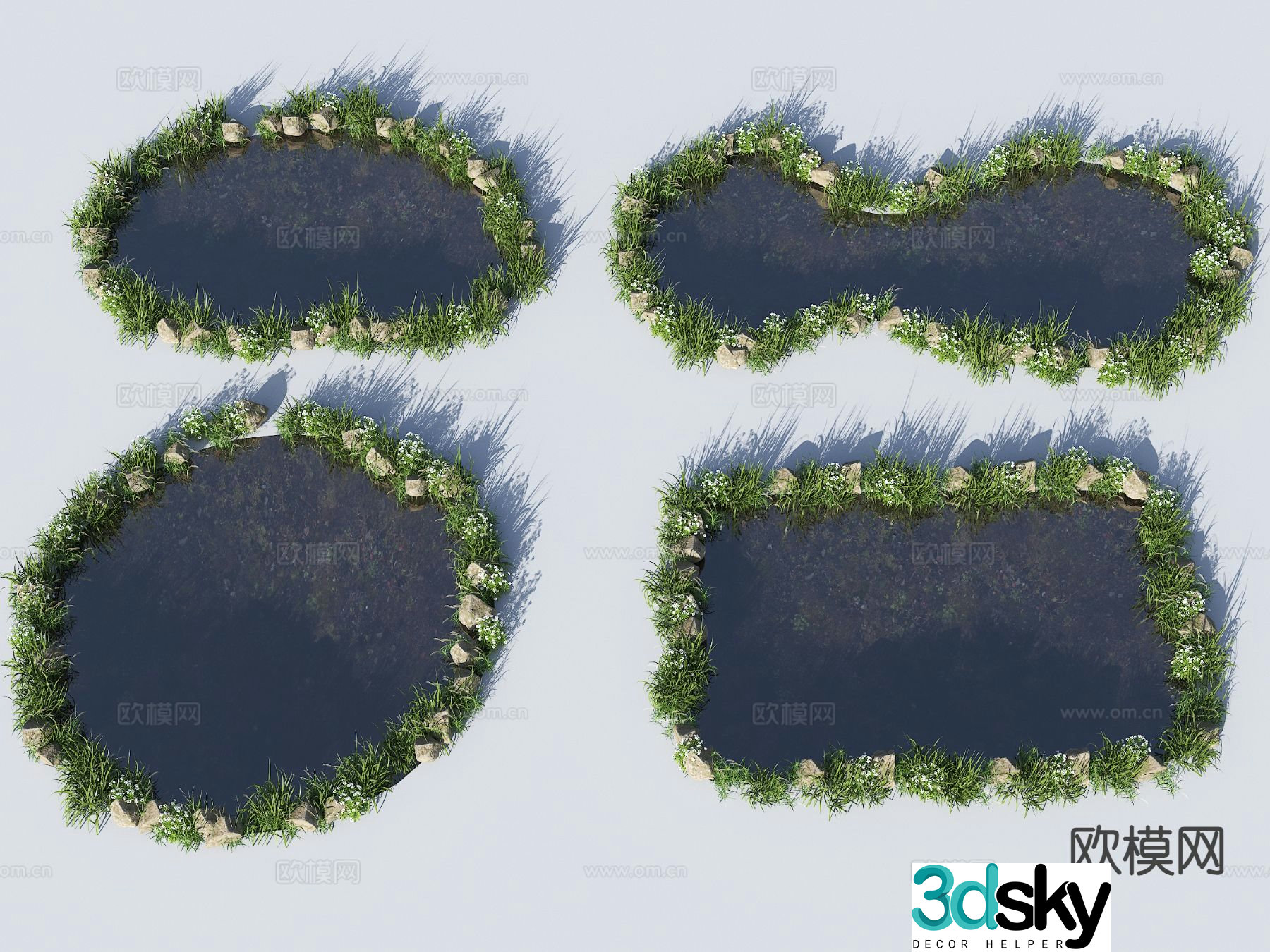 Modern ecological fish pond pond lotus pond 3d model