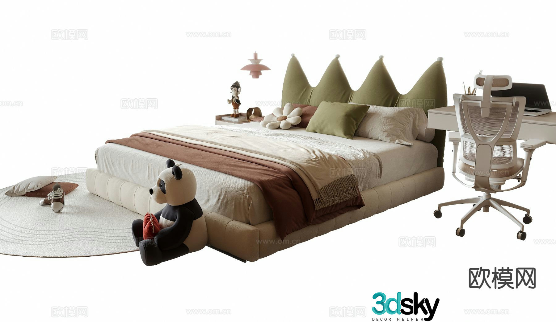 Modern children’s bed double bed 3d model