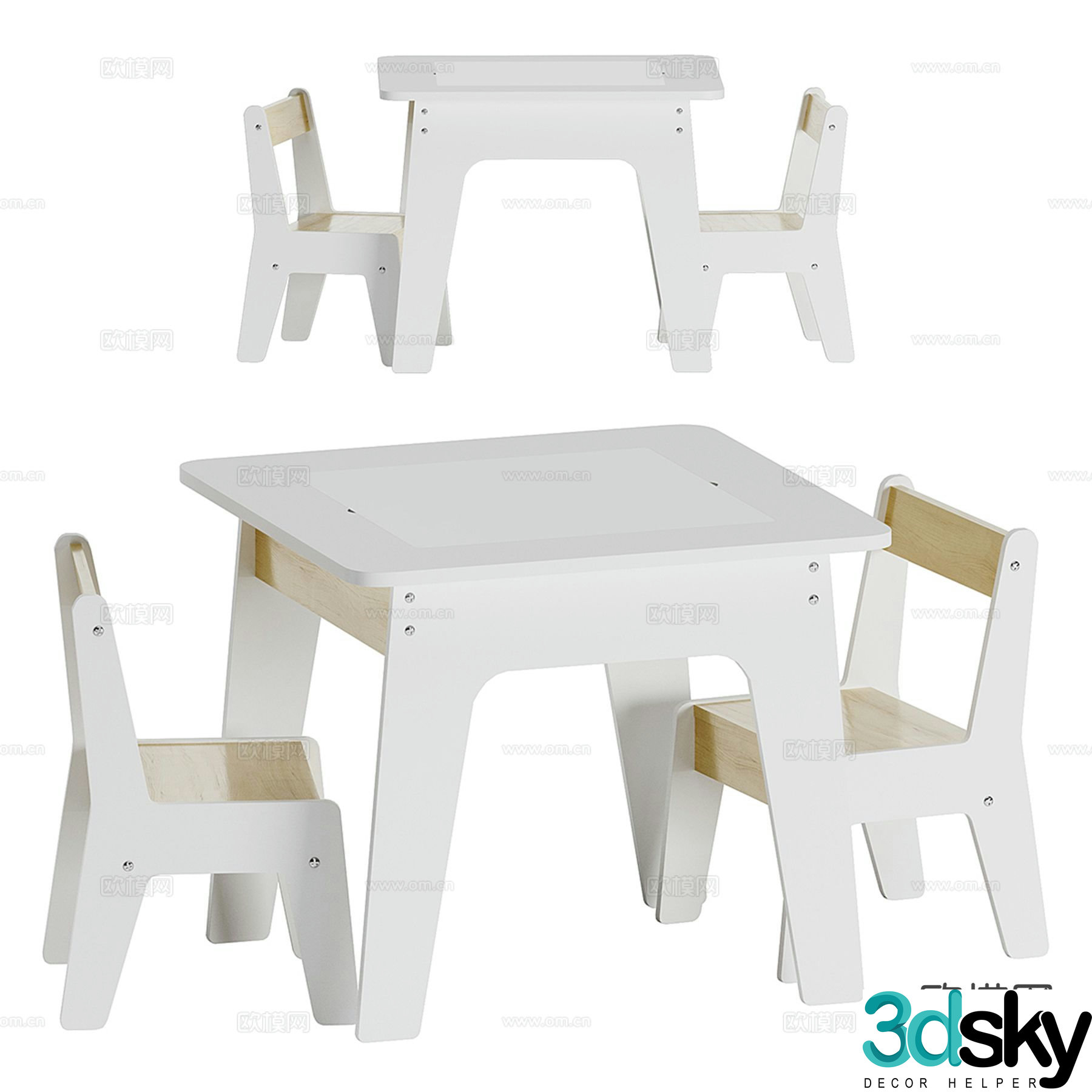 Modern children’s table and chair 3d model