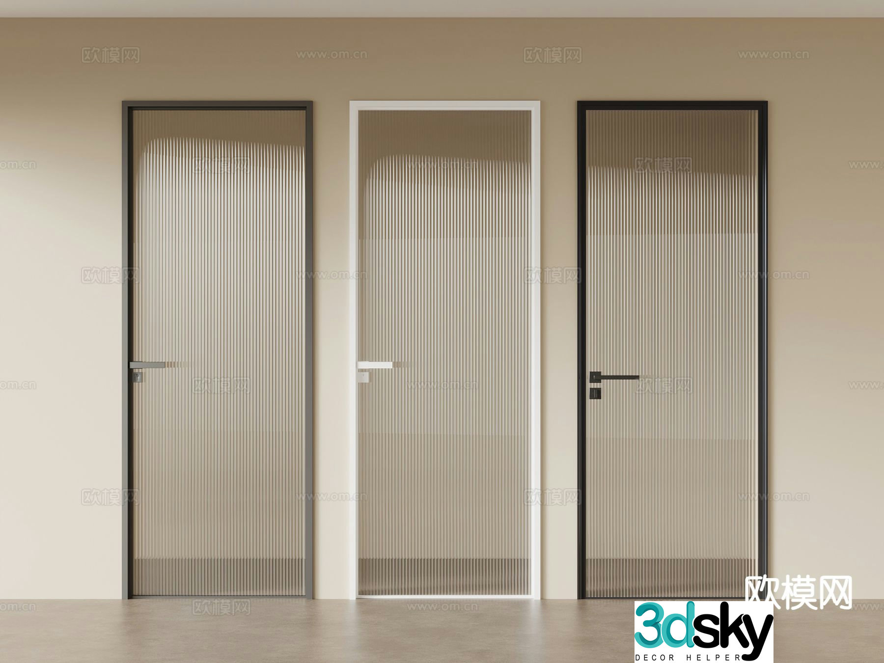Modern Changhong glass door single door narrow frame door 3d model