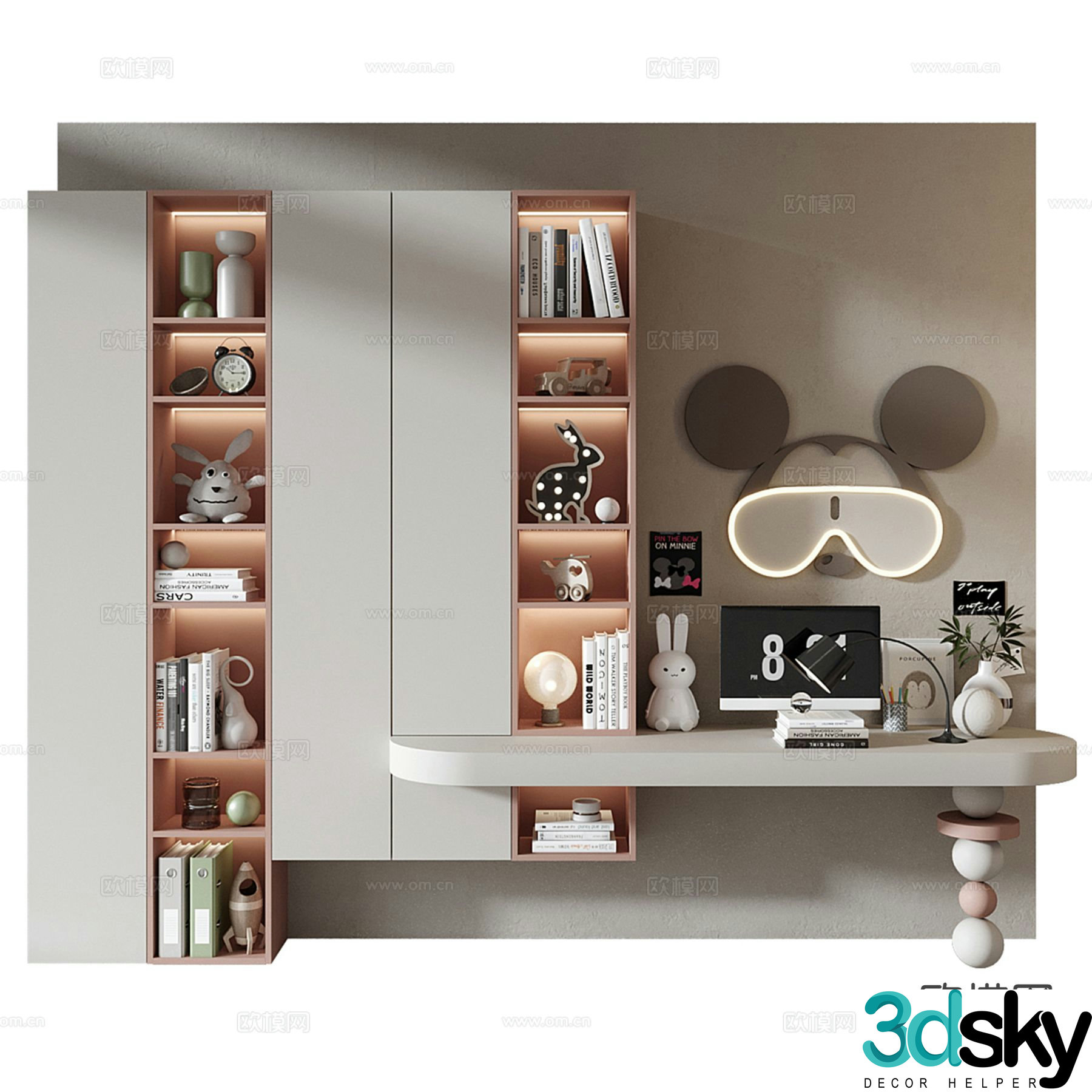 Children’s desk integrated desk 3d model