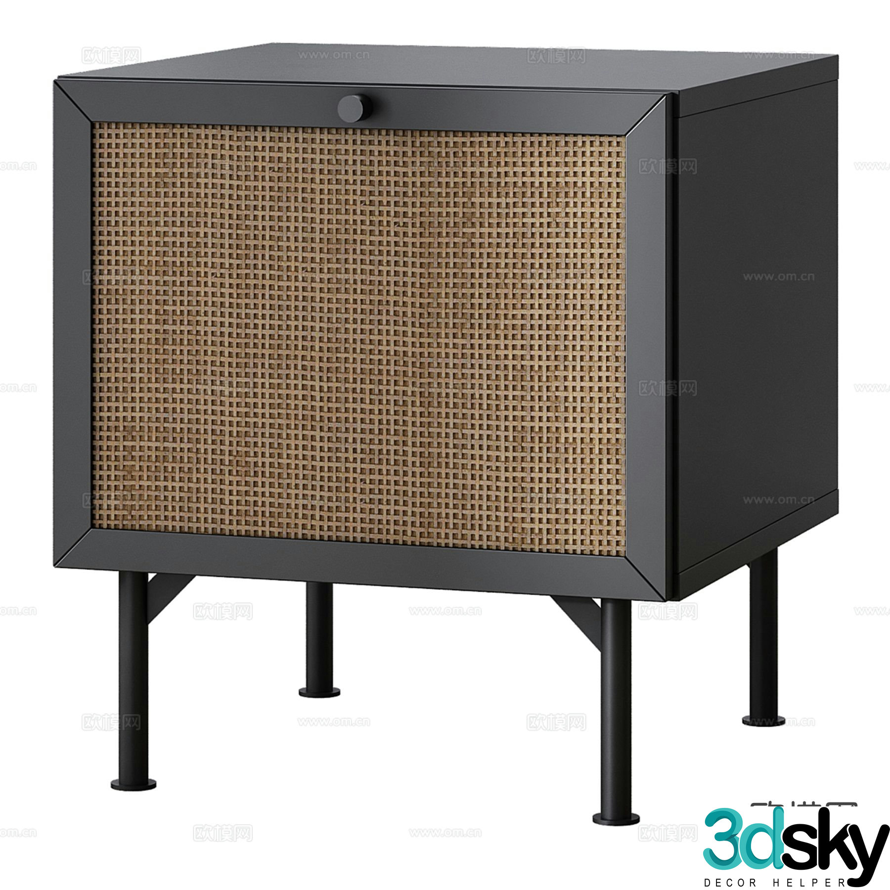 Rattan bedside table 3d model