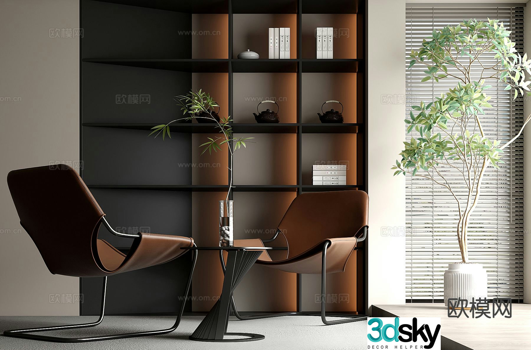Italian style chair leisure chair 3d model