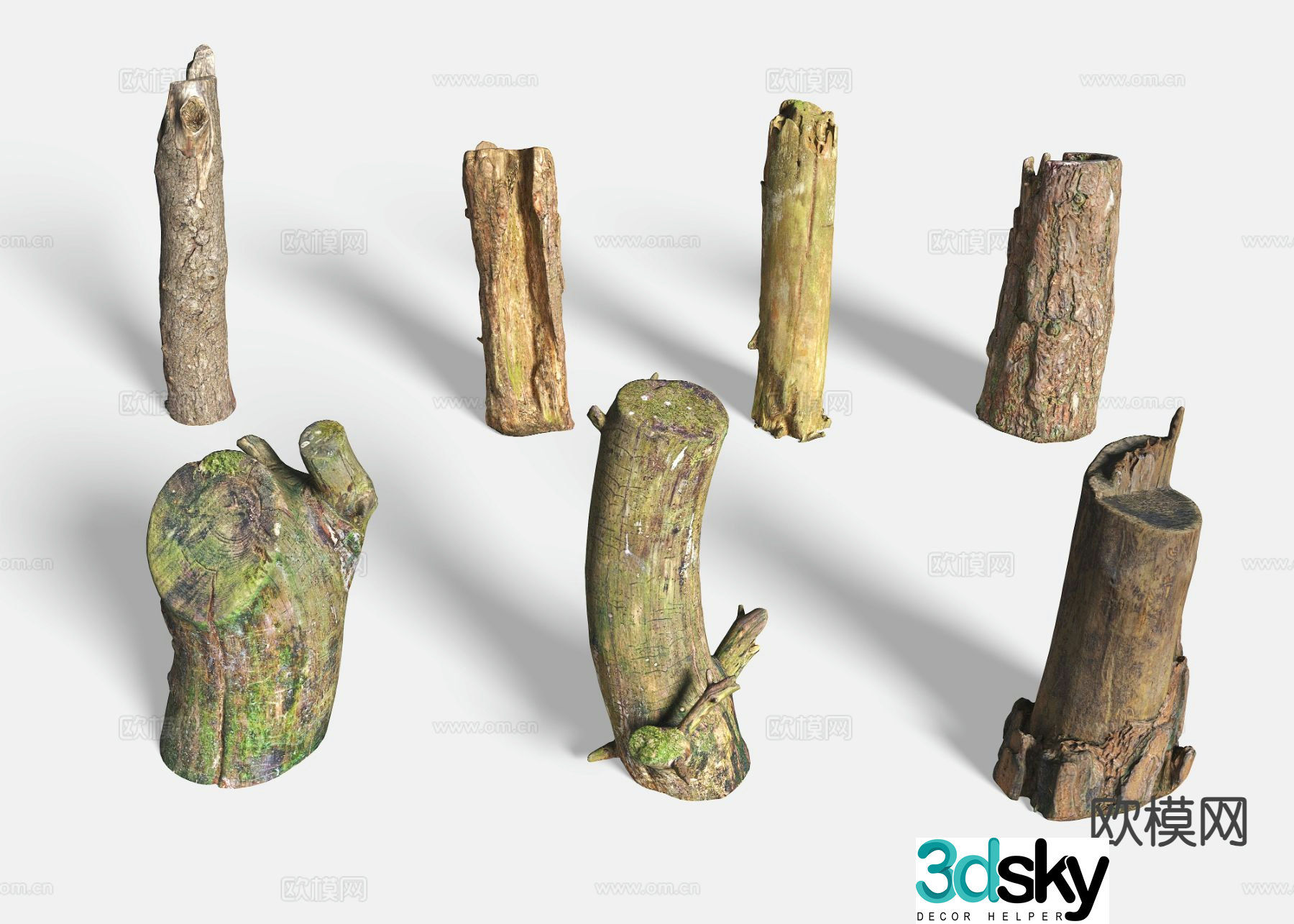 Dead tree stump dead wood tree stump sketch 3d model
