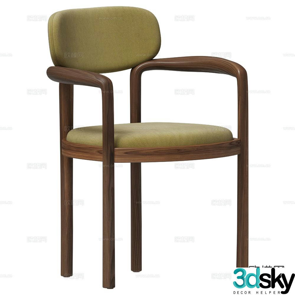 Porada modern single chair dining chair 3d model