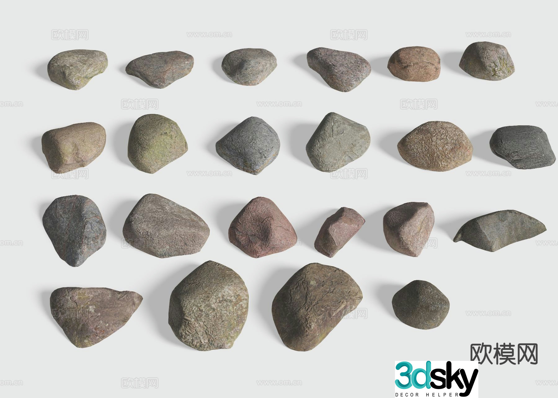 Courtyard stones paving stones special-shaped stones 3D model