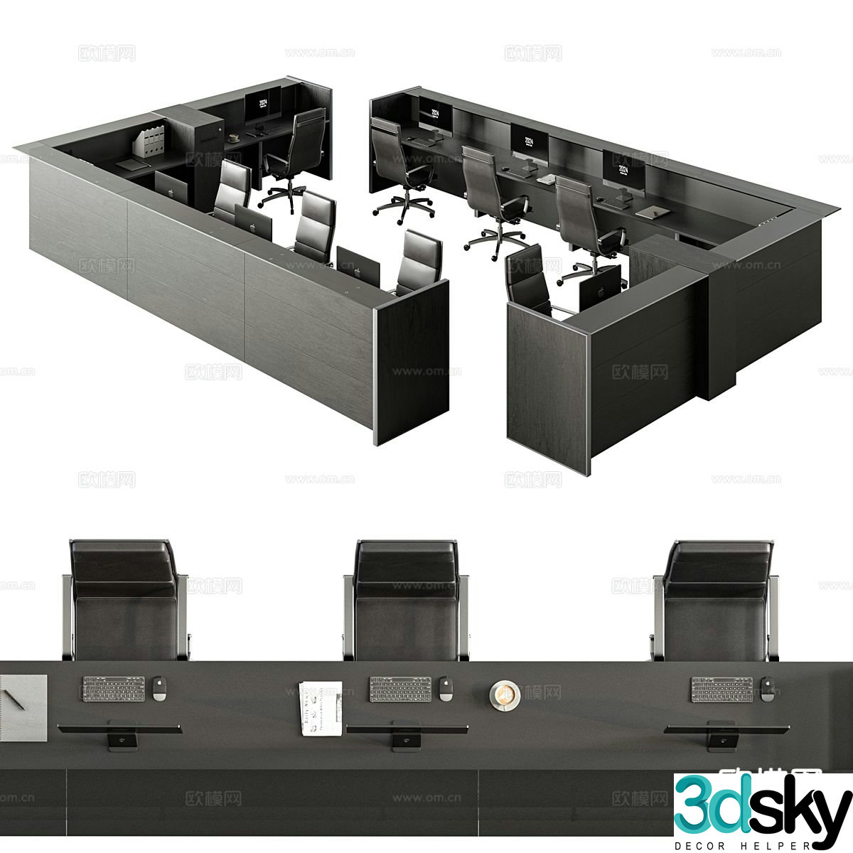 Modern office desk and chair 3d model