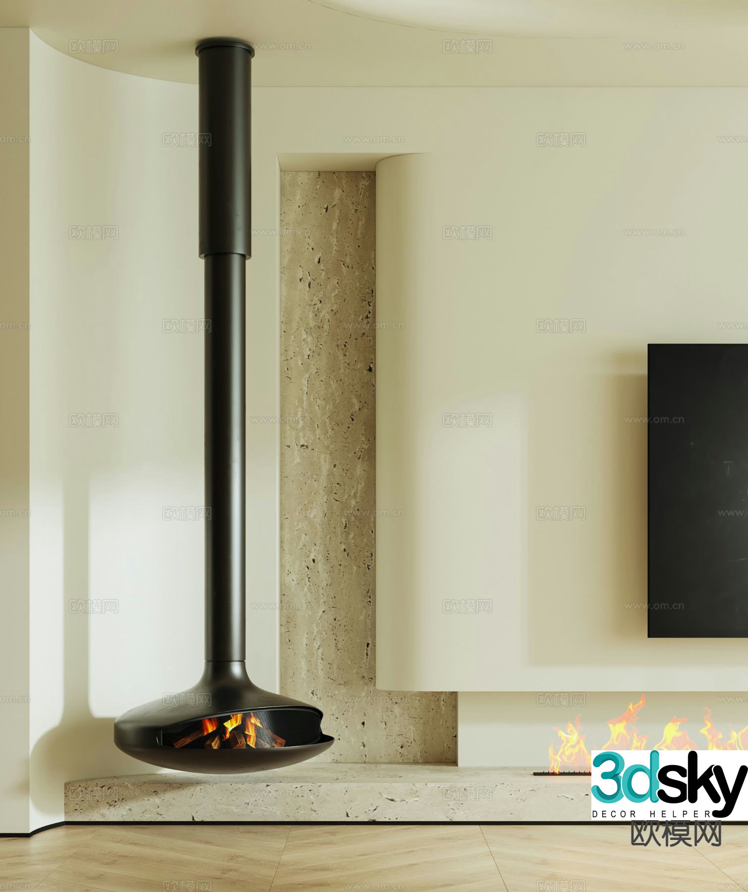 Modern fireplace Stove 3d model