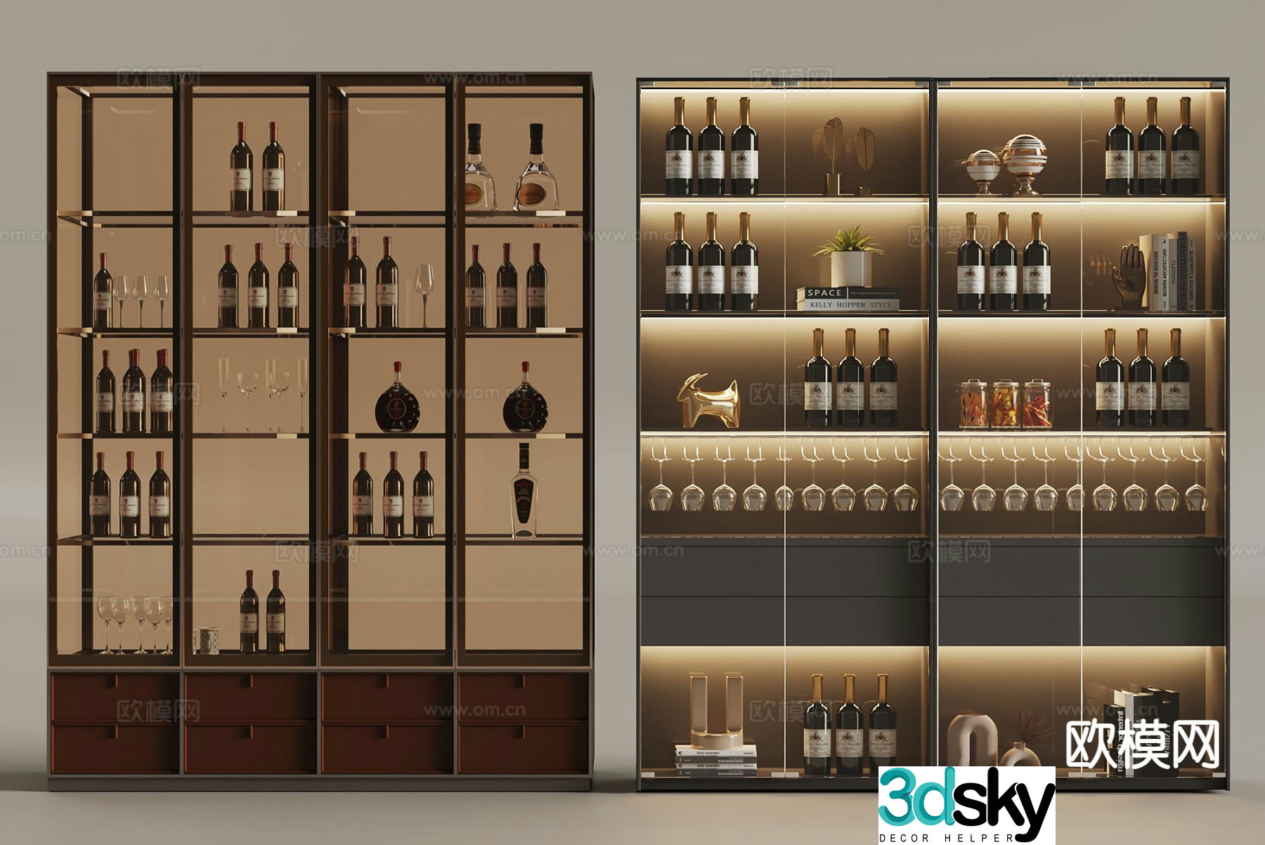 Glass wine cabinet sideboard 3d model