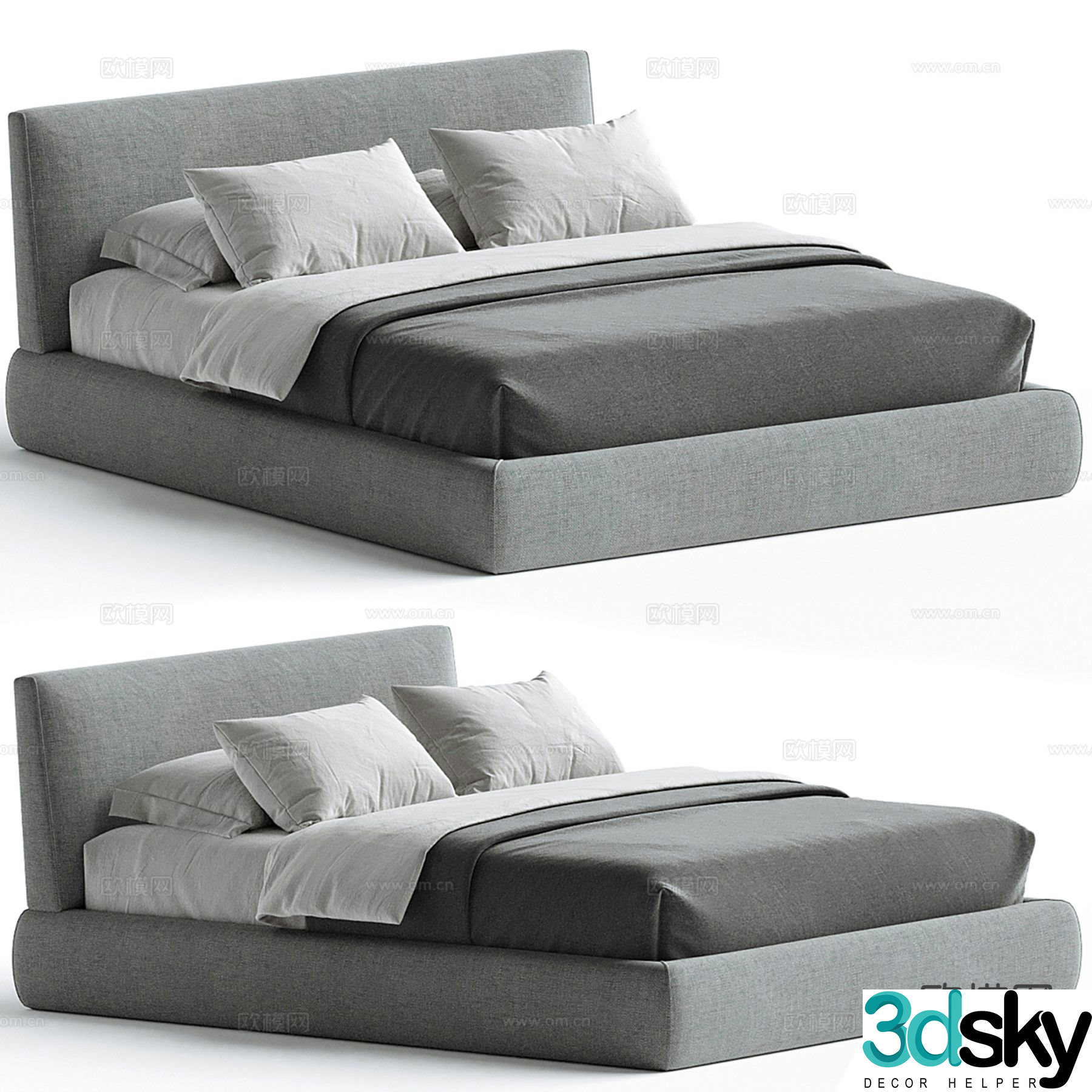 Modern double bed 3d model