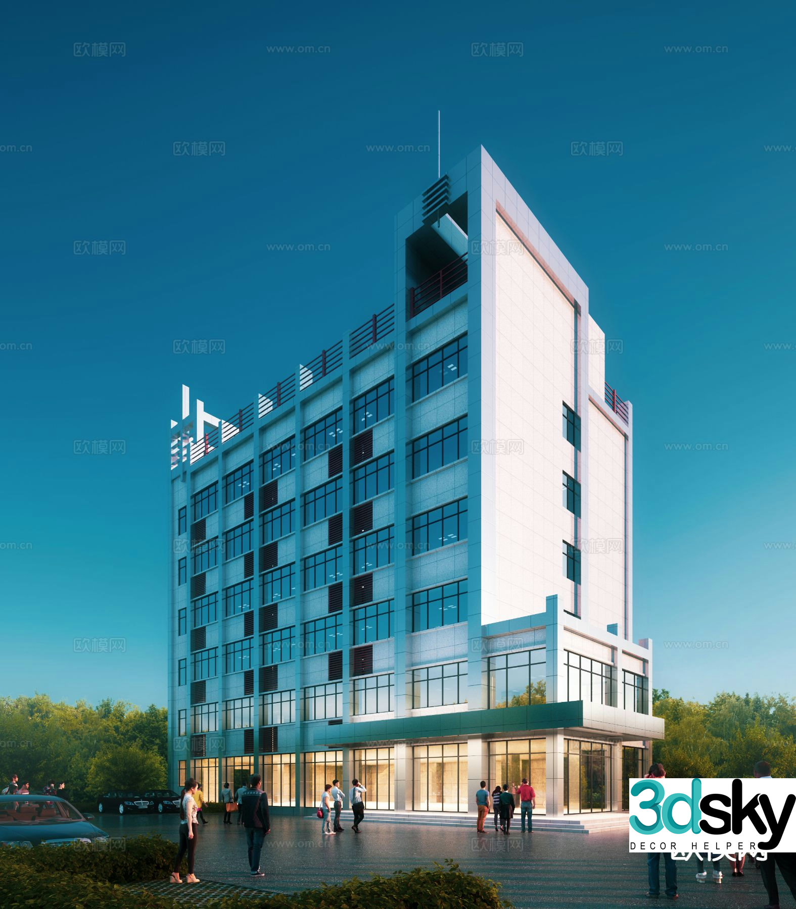 Office building exterior 3d model