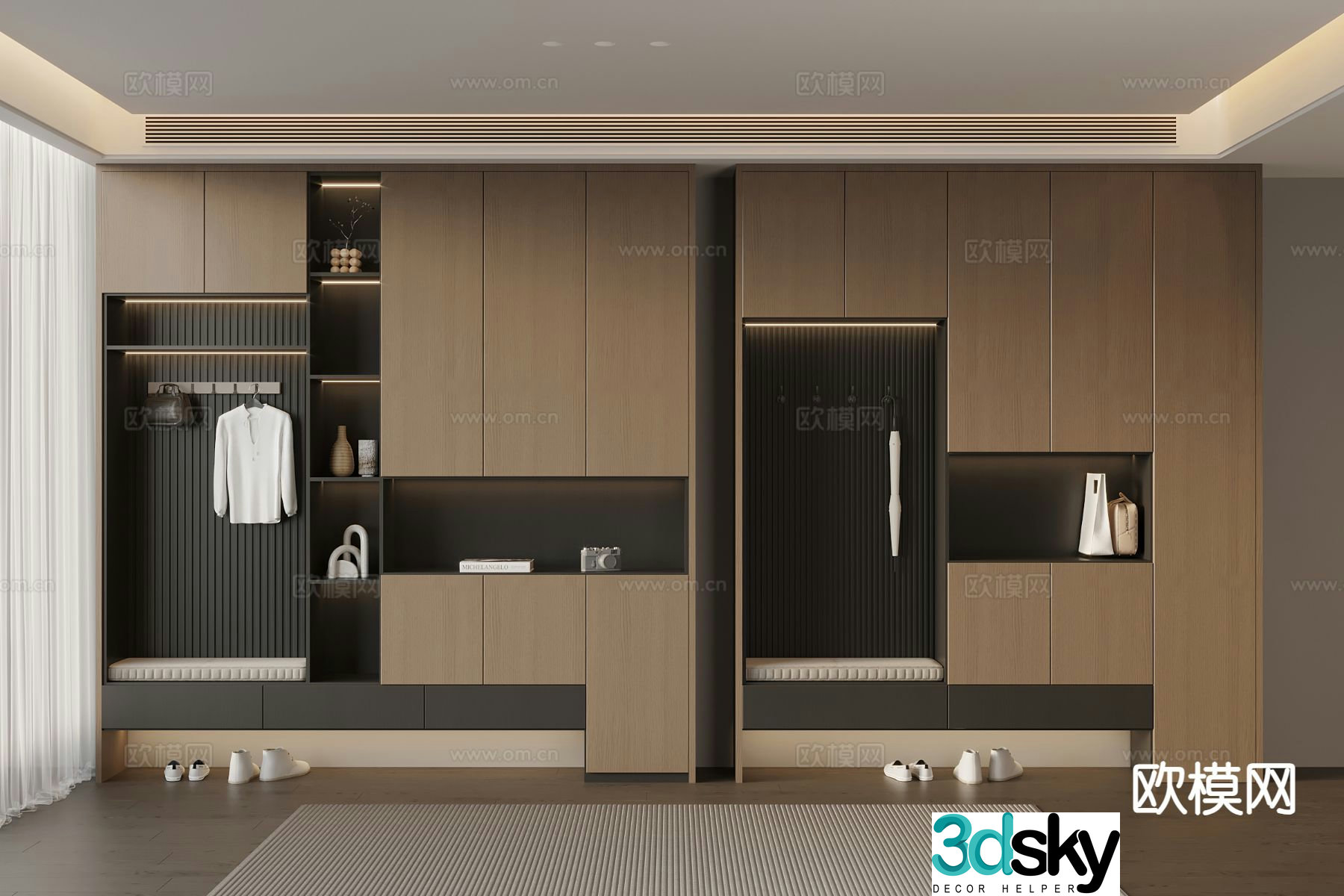 Italian style integrated shoe cabinet 3D model