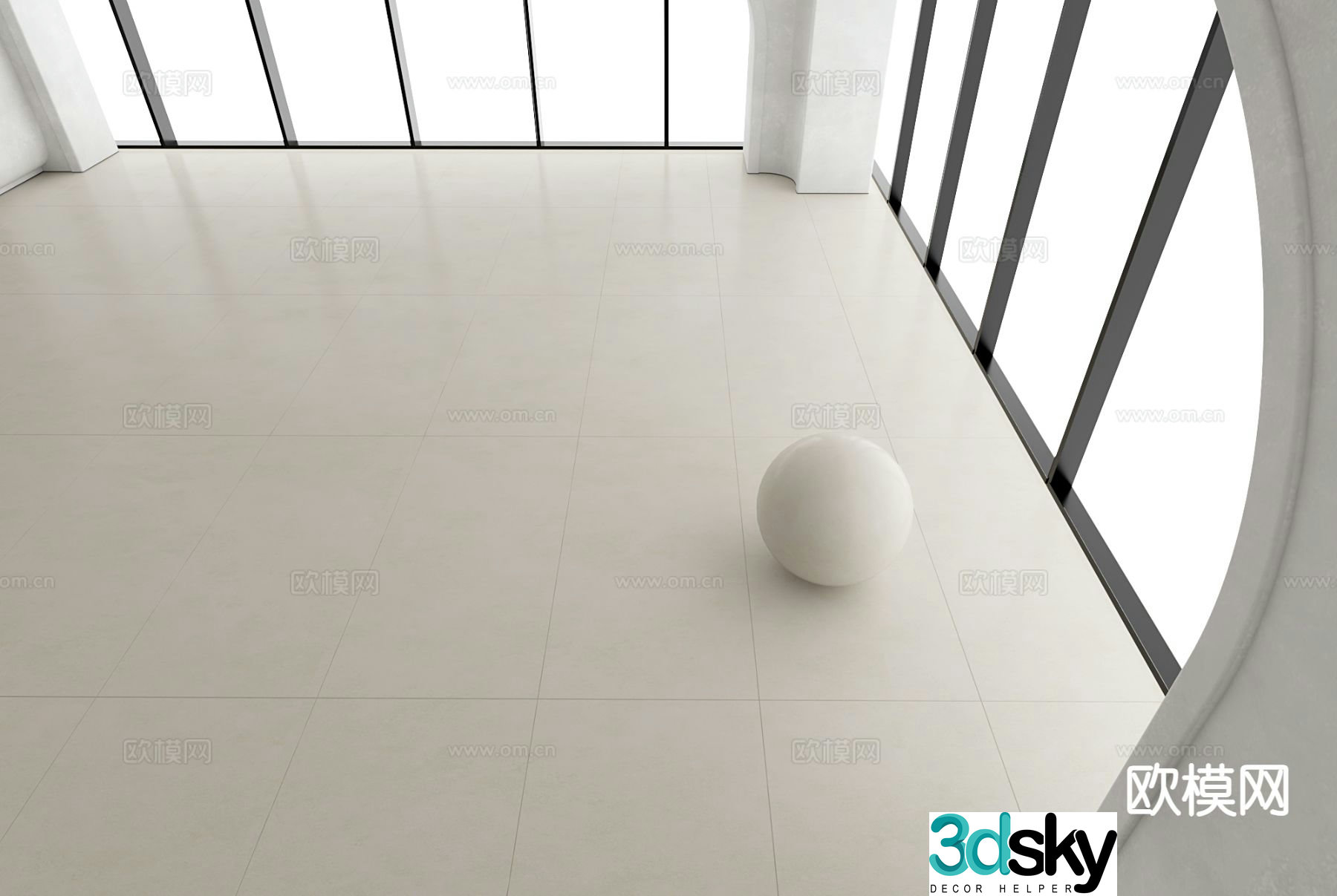 Creamy style floor tiles soft light tiles velvet floor tiles off-white floor tiles 3D model