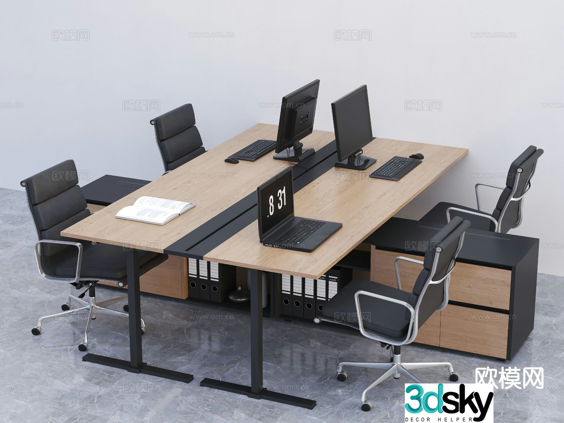 Card space desk writing desk staff desk 3d model