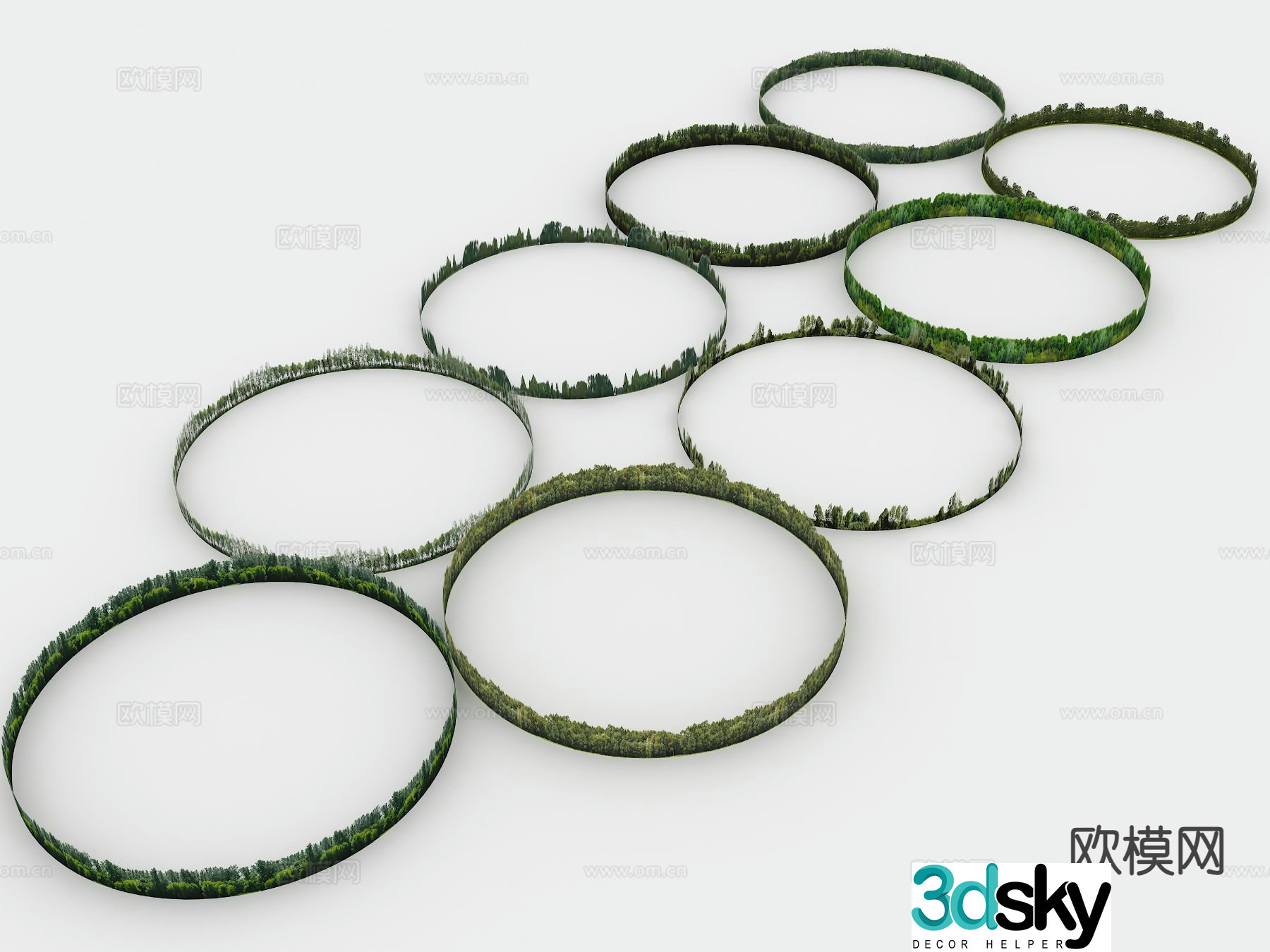 Background woods ball sky background forest ring woods 3d model