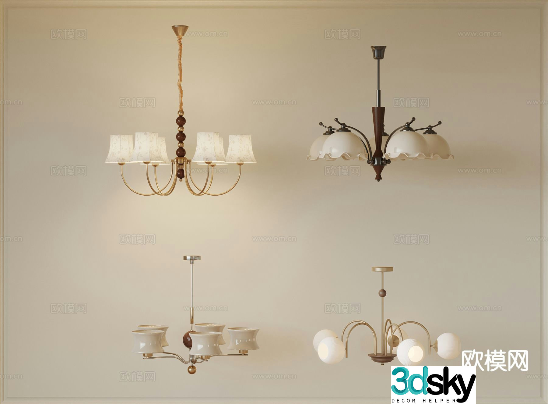 Medieval style chandelier 3d model