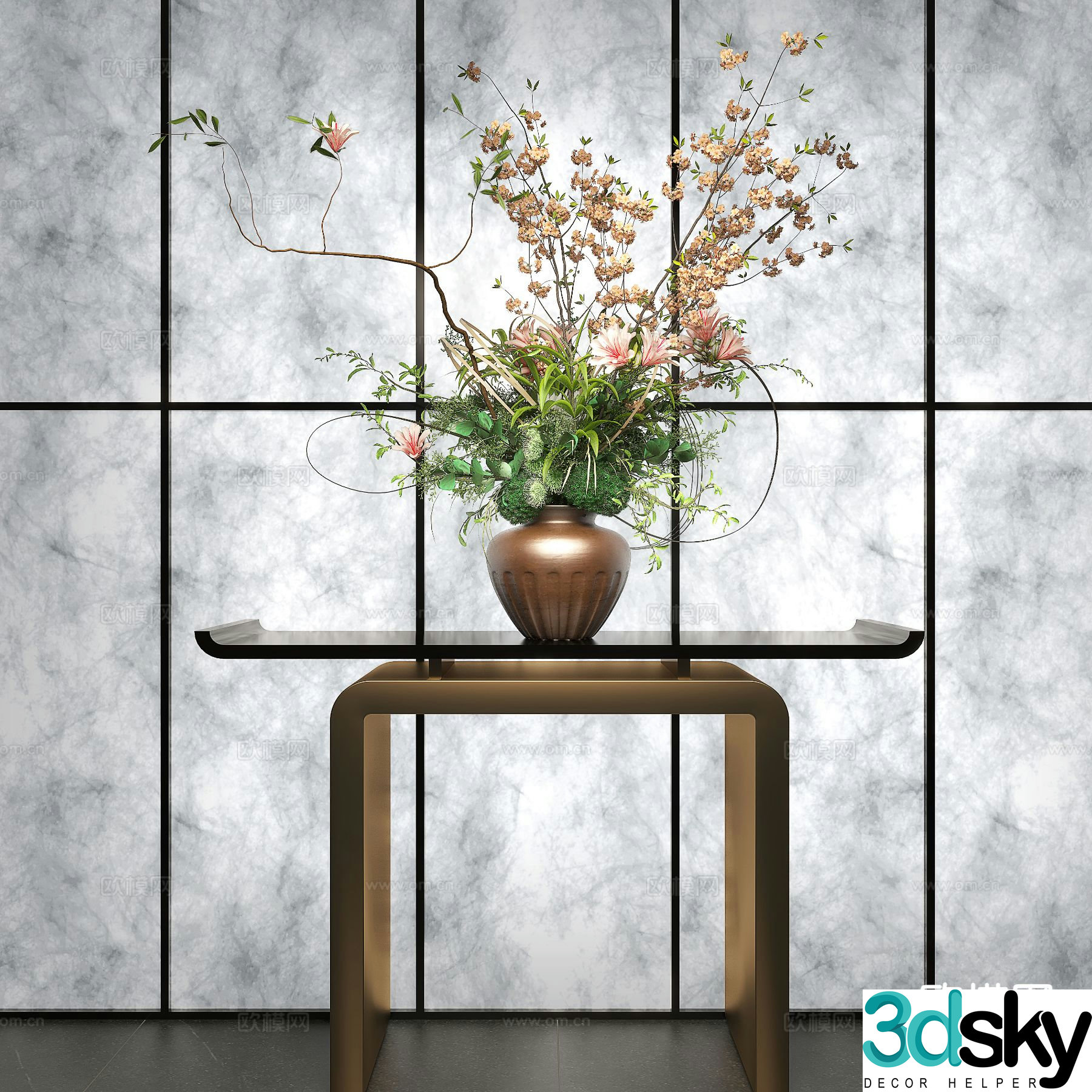 Modern vase potted plant 3d model