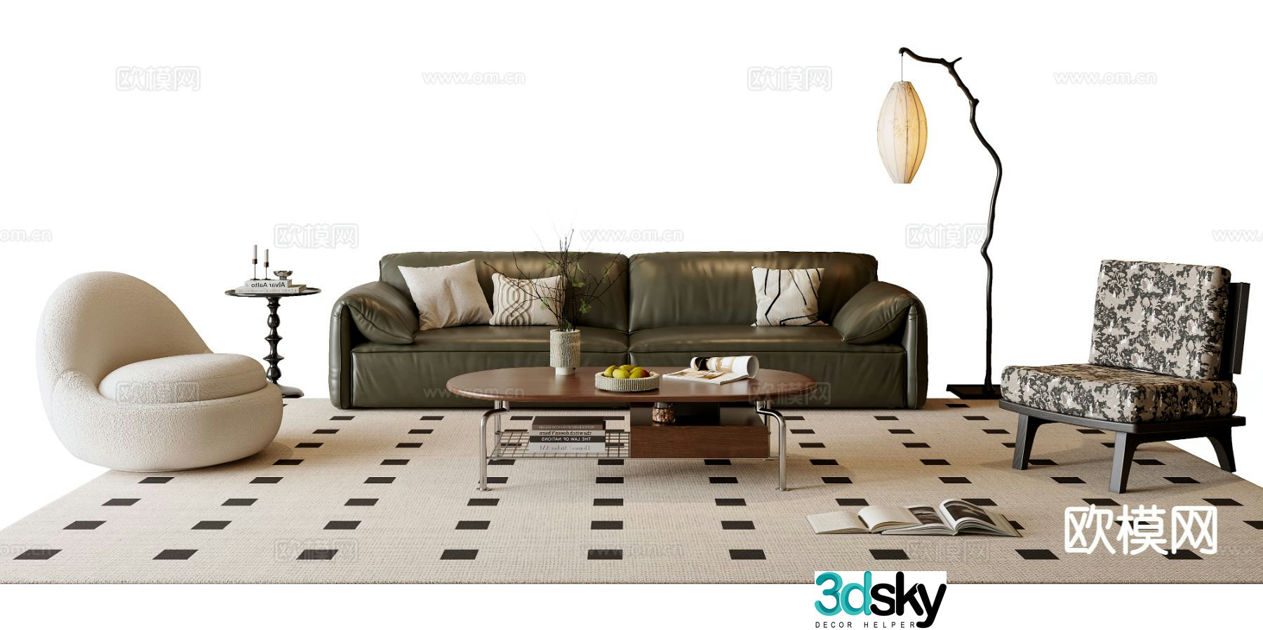 French sectional sofa 3d model